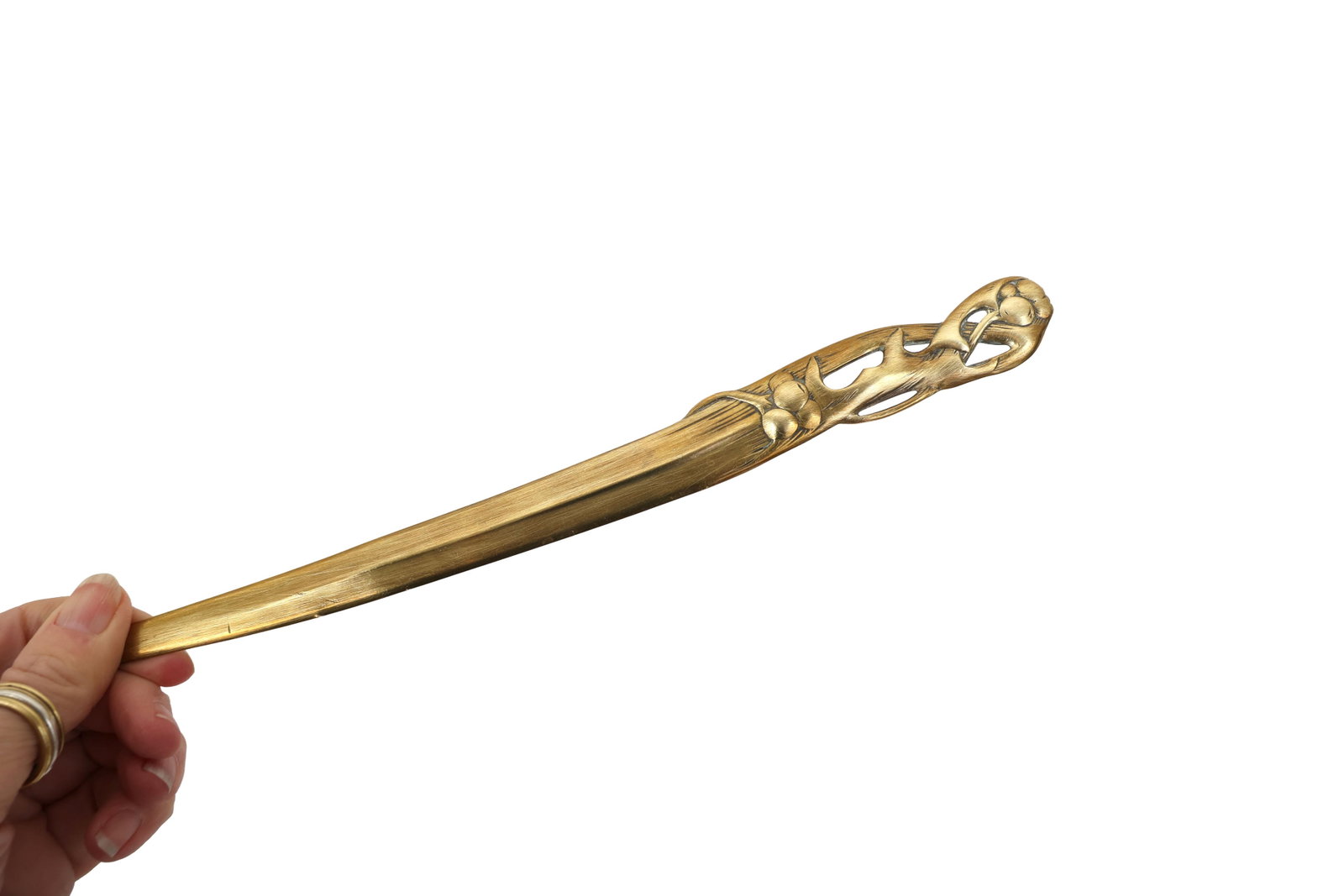 Art Nouveau Brass Letter Opener Signed Ges. Gesch - Vintage 1905 - 5