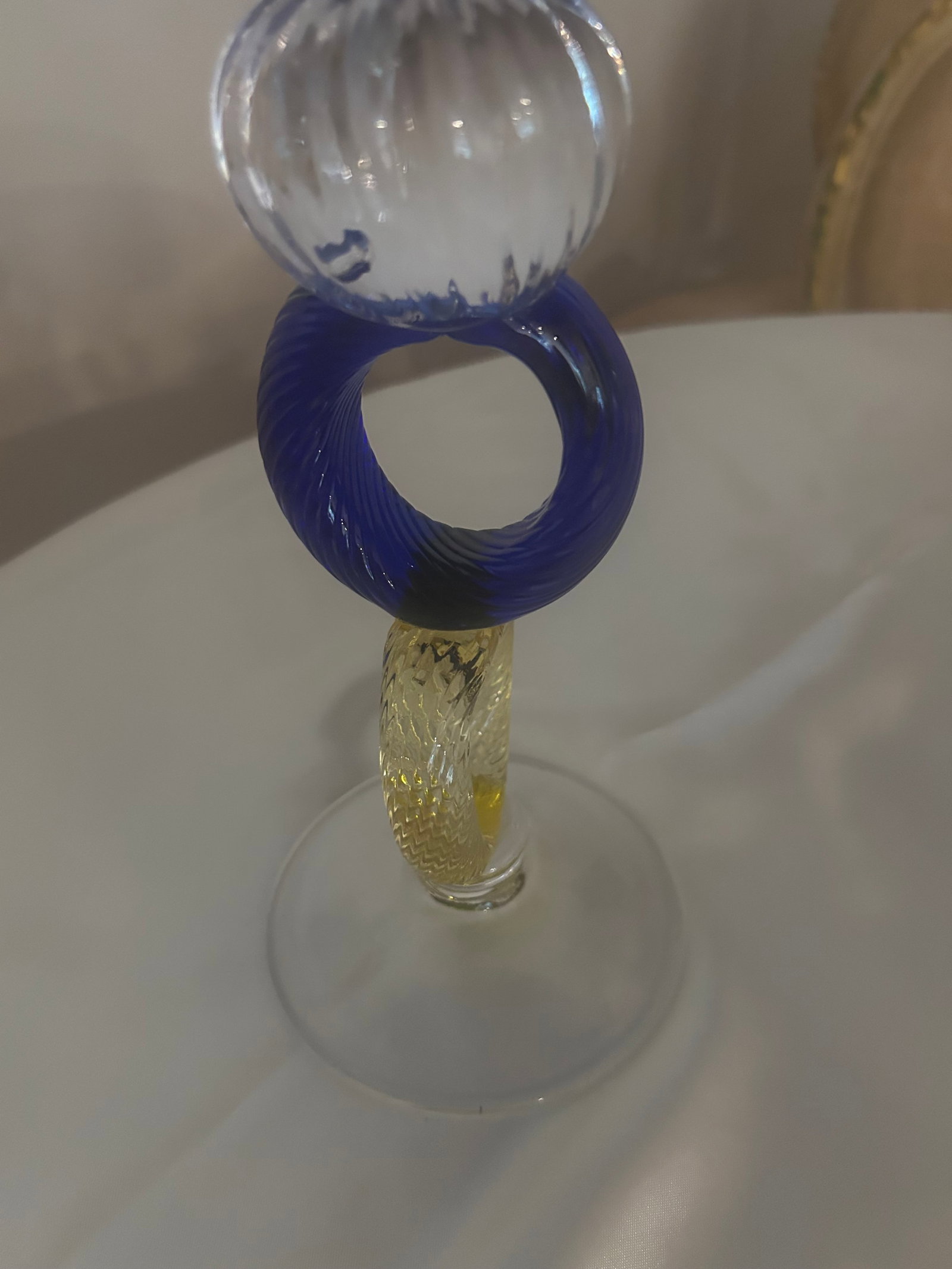 Architectural Cobalt Blue Studio Art Glass Centerpiece 1980-1990 - 5