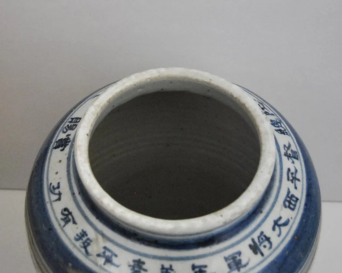Chinese Inscribed and Dated Blue and White Jar - 7