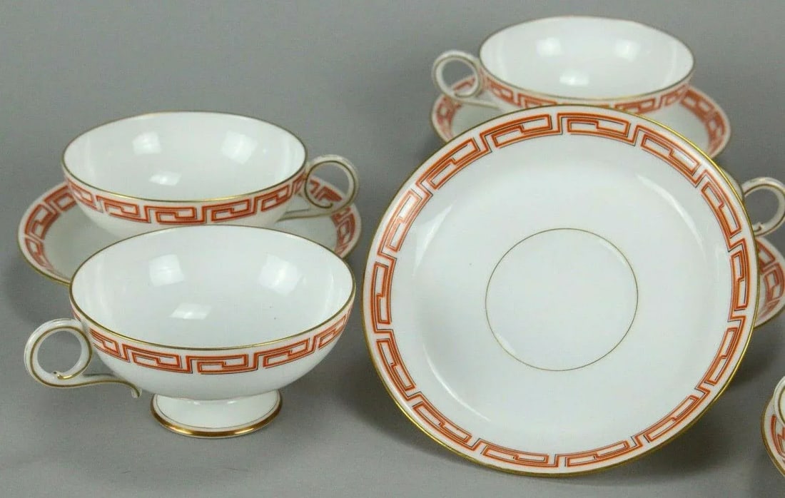 Antique 19th Century Emile Galle Bone China Tea Set for Six- 14 Pieces - 6