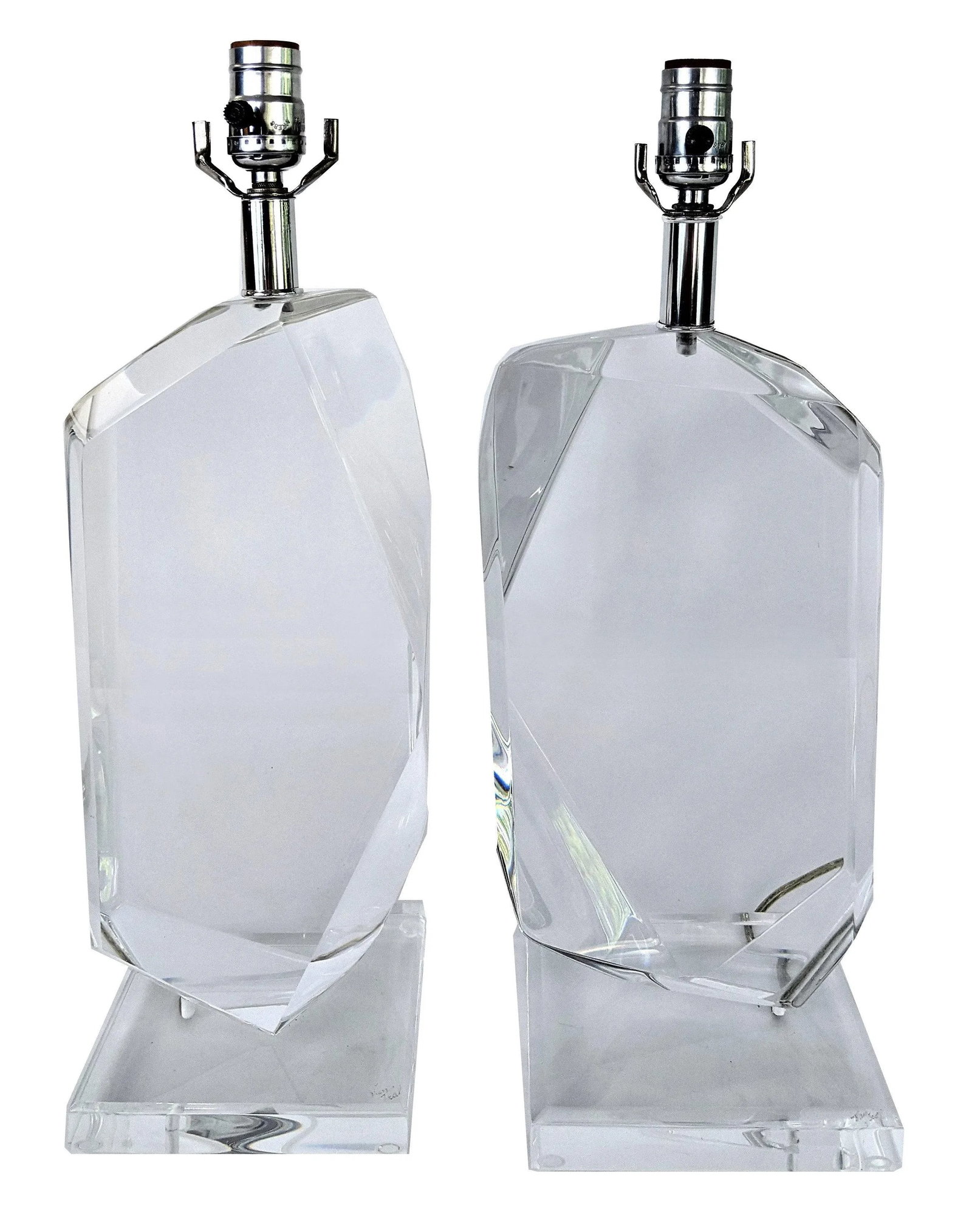 Vintage Van Teal Signed Lucite Table Lamps - a Pair - 13