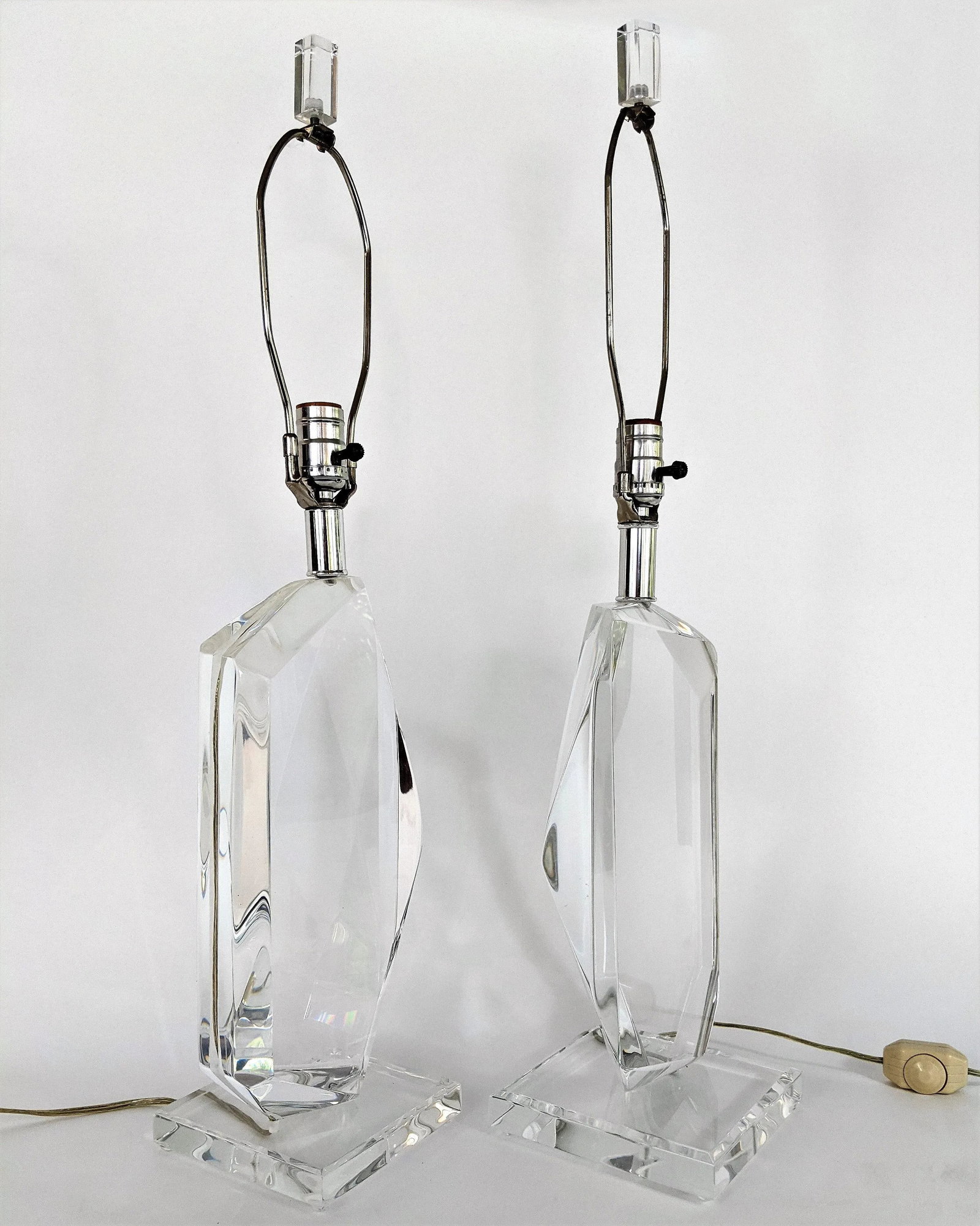 Vintage Van Teal Signed Lucite Table Lamps - a Pair - 2
