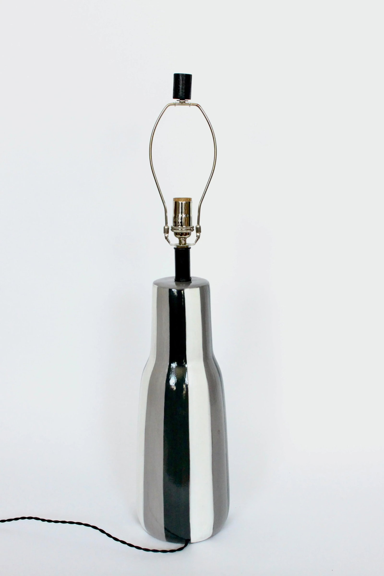 Tall Design-Technics Black, White & Gray Pottery Table Lamp, 1950's - 10