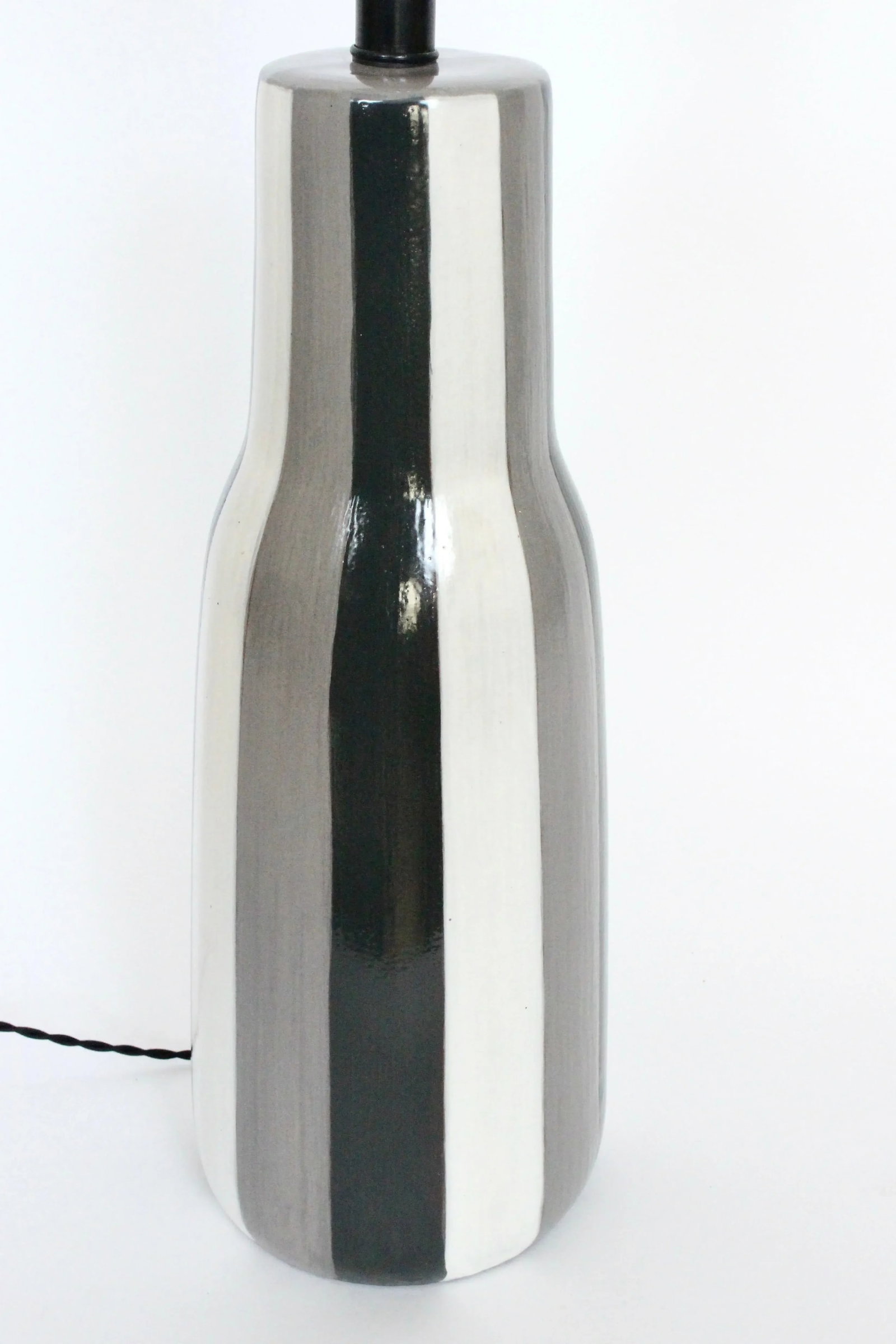 Tall Design-Technics Black, White & Gray Pottery Table Lamp, 1950's - 11