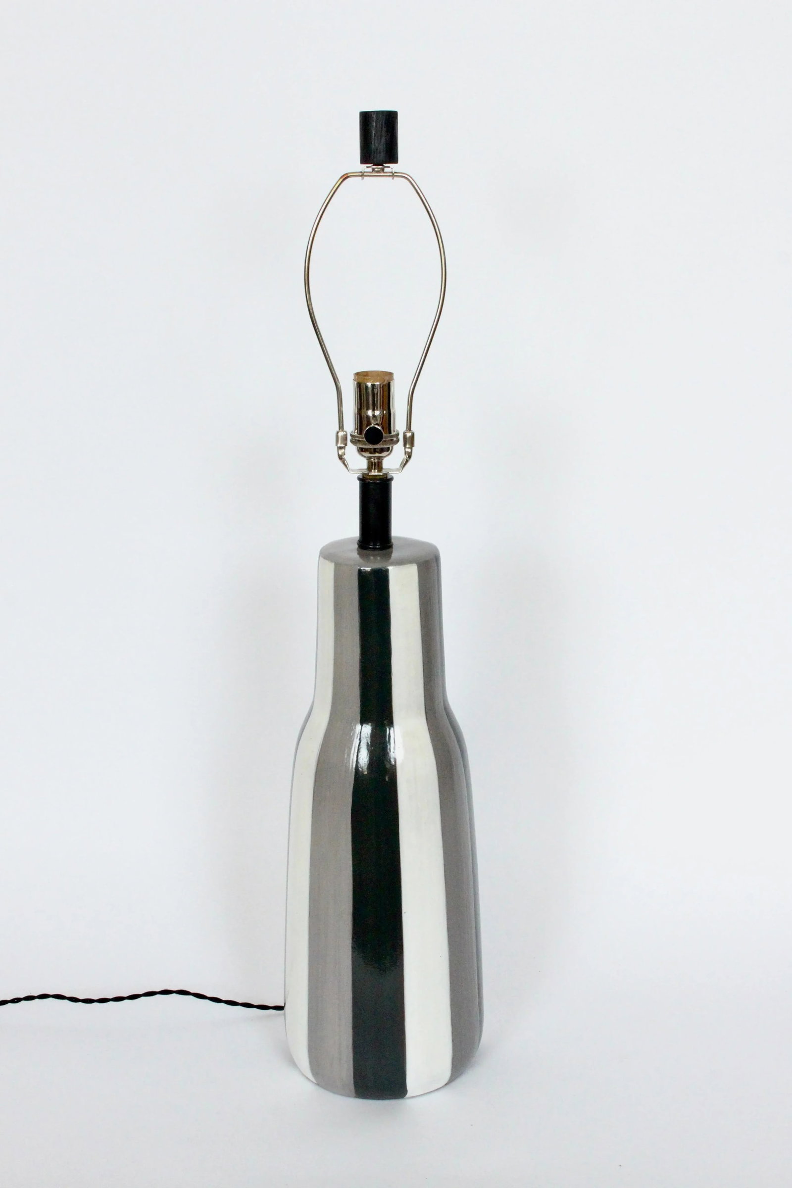 Tall Design-Technics Black, White & Gray Pottery Table Lamp, 1950's - 13