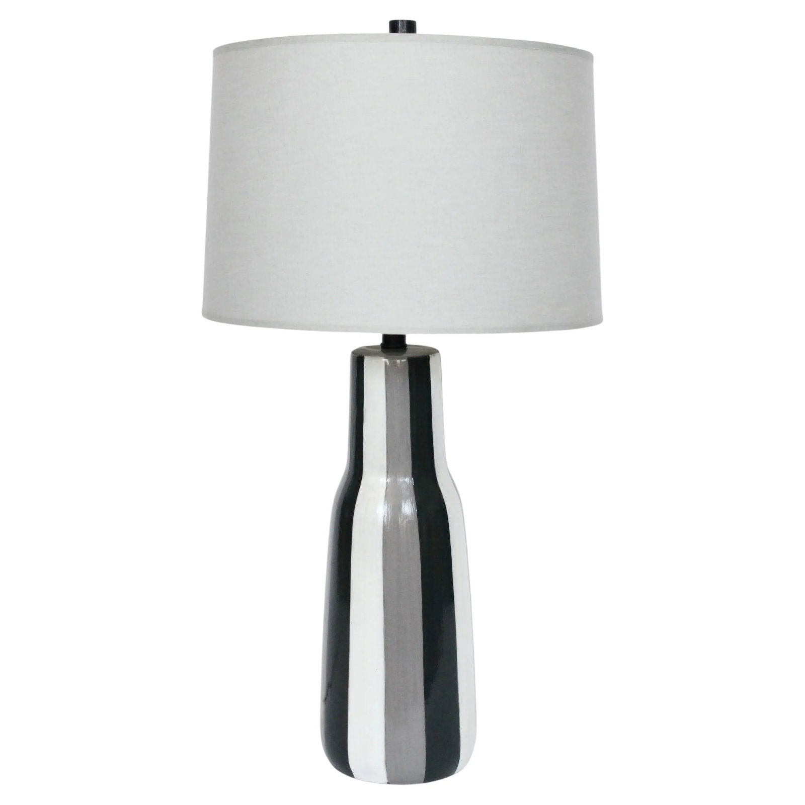 Tall Design-Technics Black, White & Gray Pottery Table Lamp, 1950's - 2