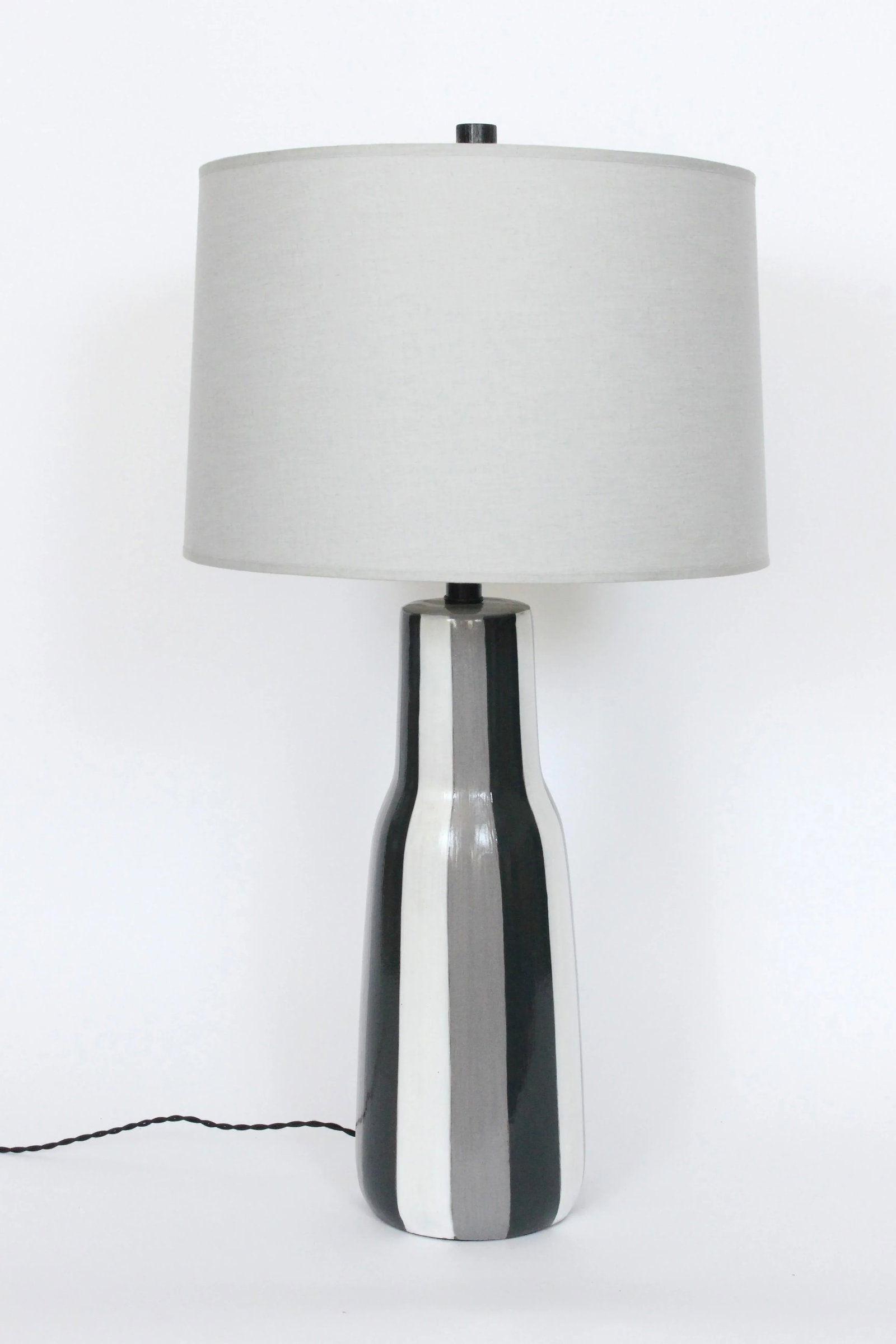 Tall Design-Technics Black, White & Gray Pottery Table Lamp, 1950's - 3