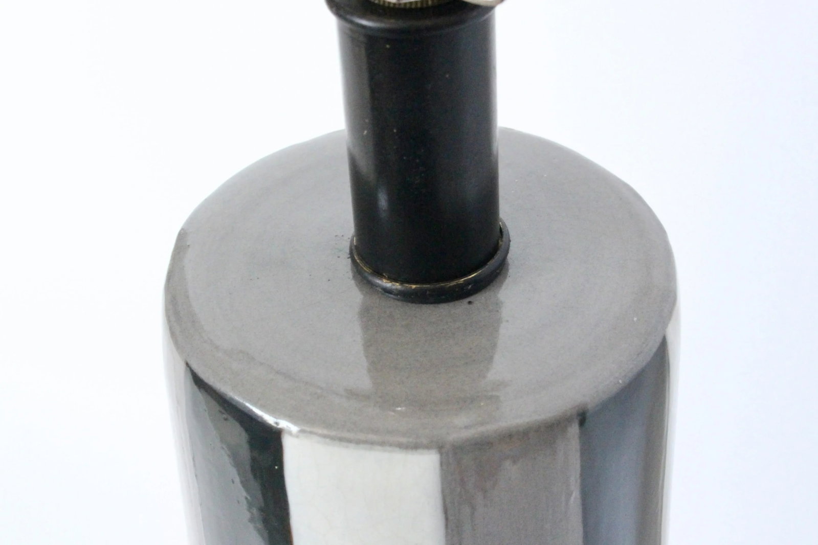 Tall Design-Technics Black, White & Gray Pottery Table Lamp, 1950's - 4