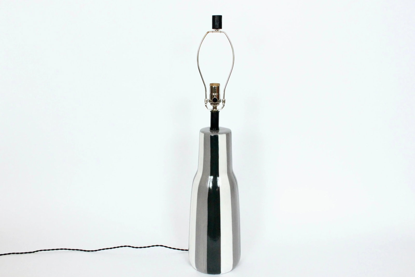 Tall Design-Technics Black, White & Gray Pottery Table Lamp, 1950's - 7