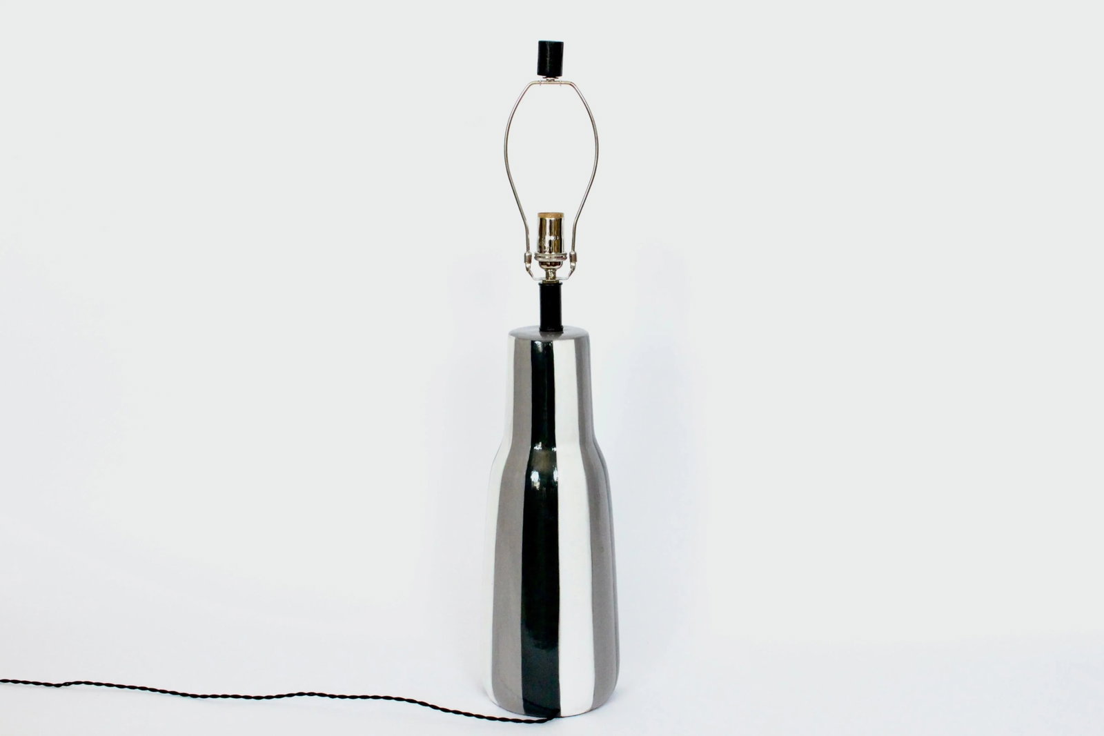 Tall Design-Technics Black, White & Gray Pottery Table Lamp, 1950's - 8