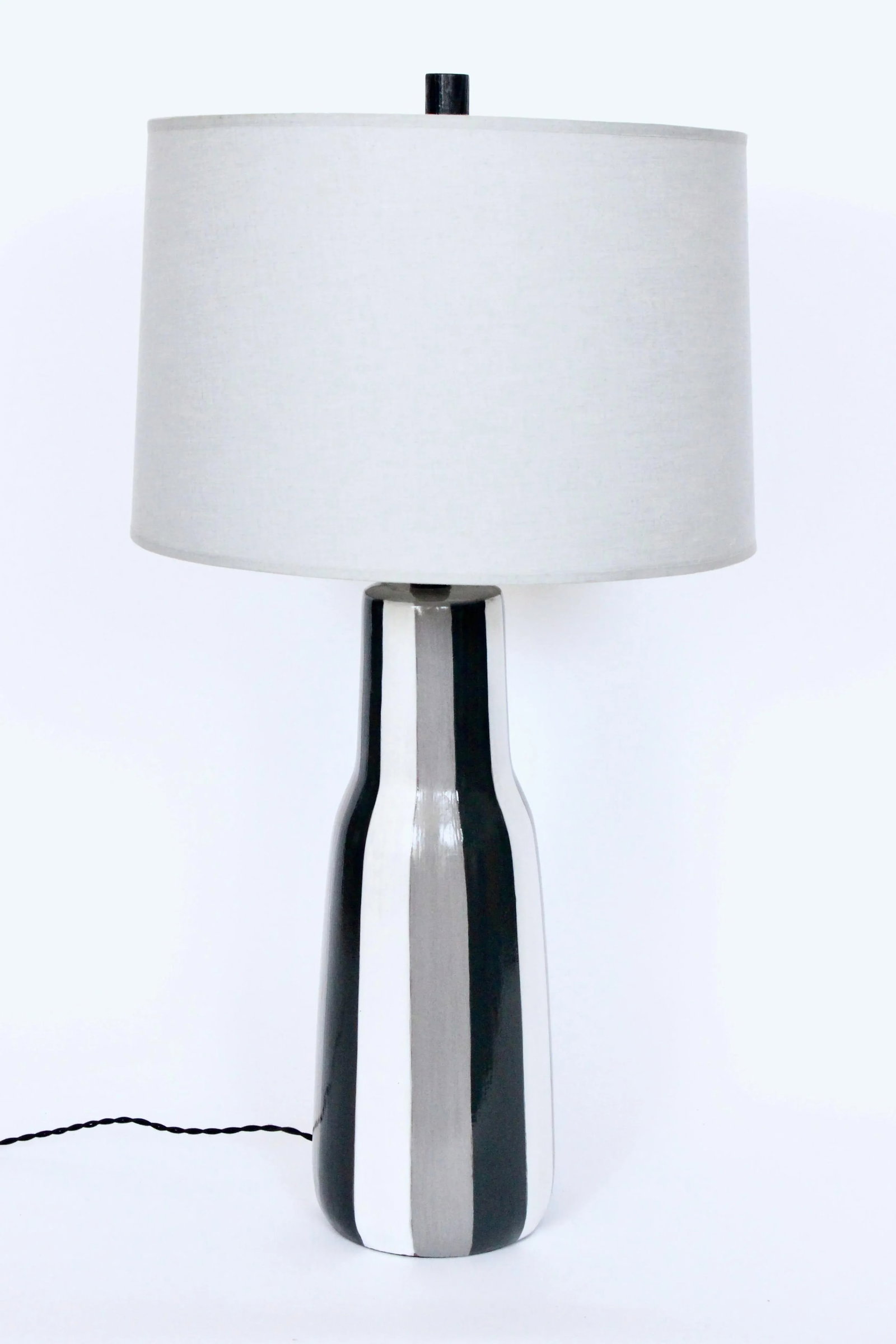 Tall Design-Technics Black, White & Gray Pottery Table Lamp, 1950's - 9