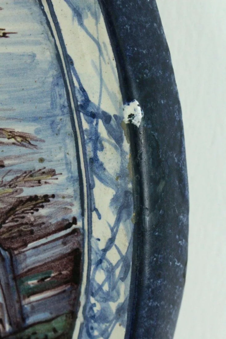 18th Century Dutch Delft Polychrome Faience Plaques Romantic Scene & Children - Set of 2 - 10
