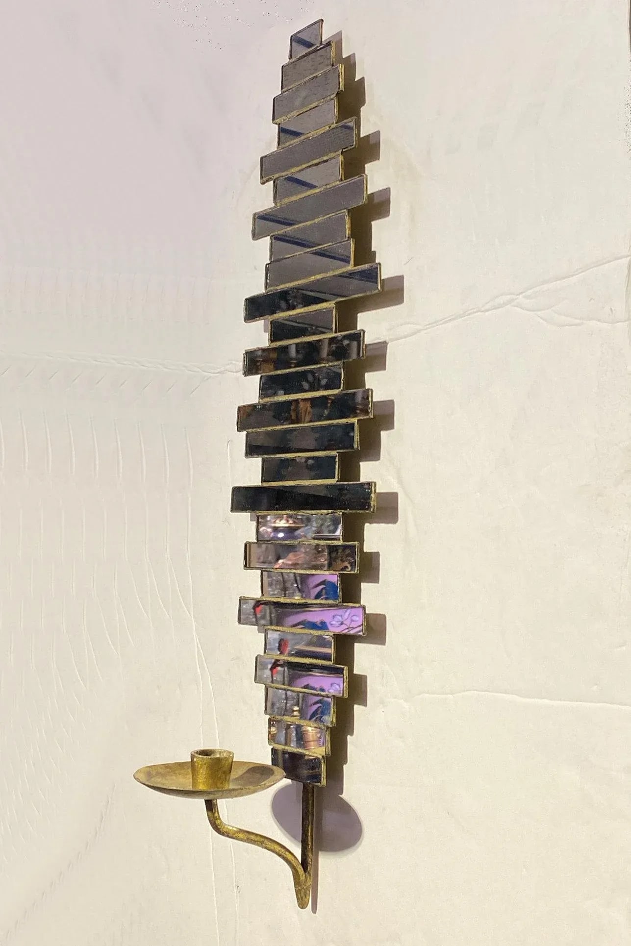 Mid-Century Modern Mirrored Glass Sconces - A Pair - 2