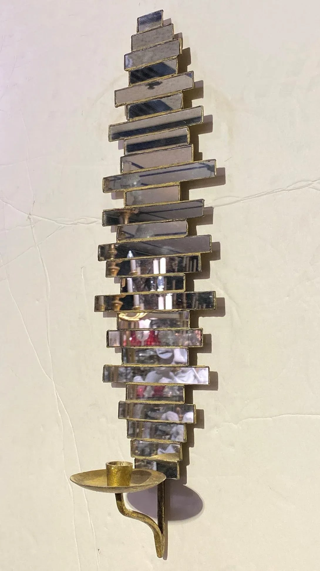 Mid-Century Modern Mirrored Glass Sconces - A Pair - 3