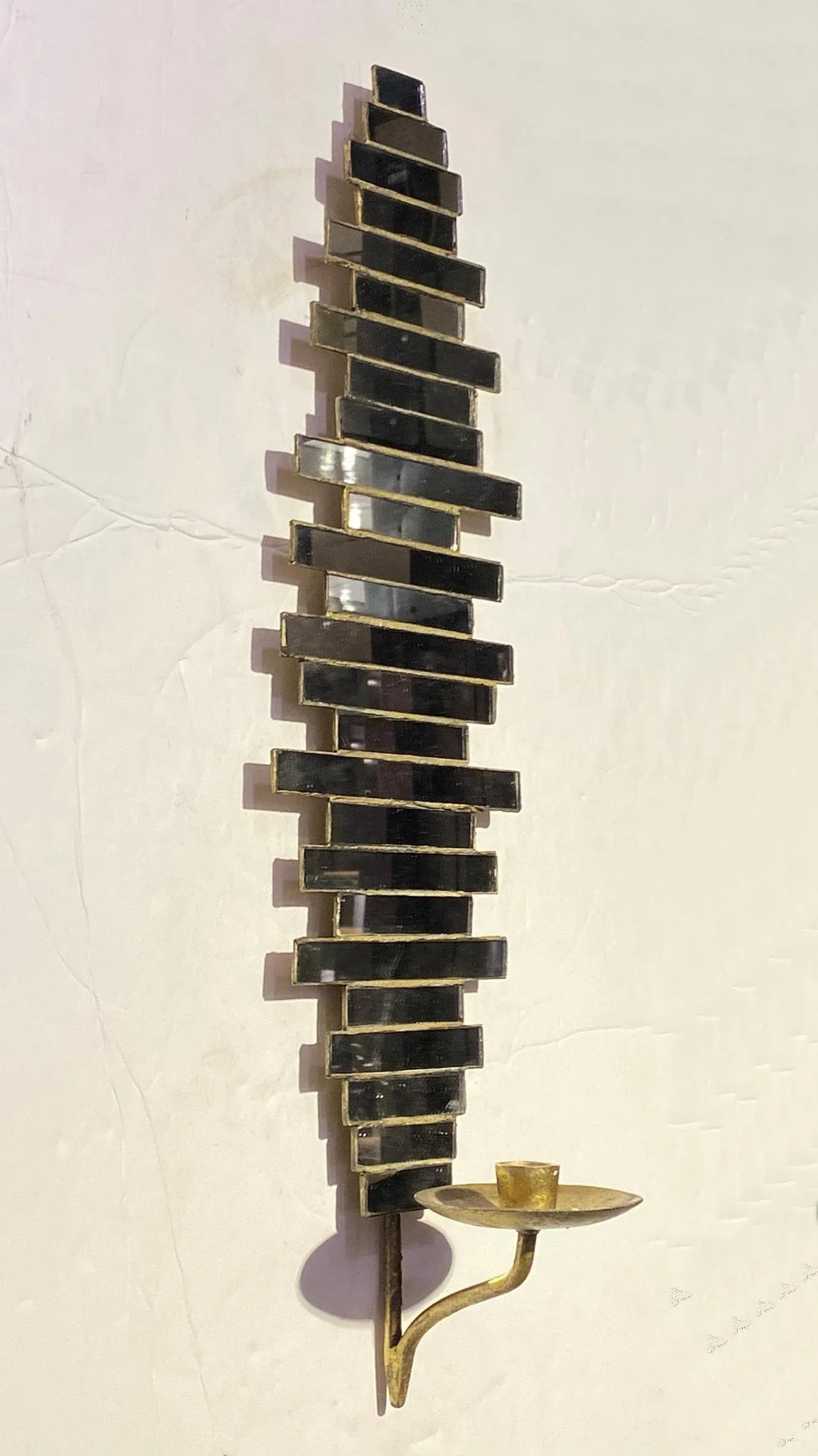 Mid-Century Modern Mirrored Glass Sconces - A Pair - 4