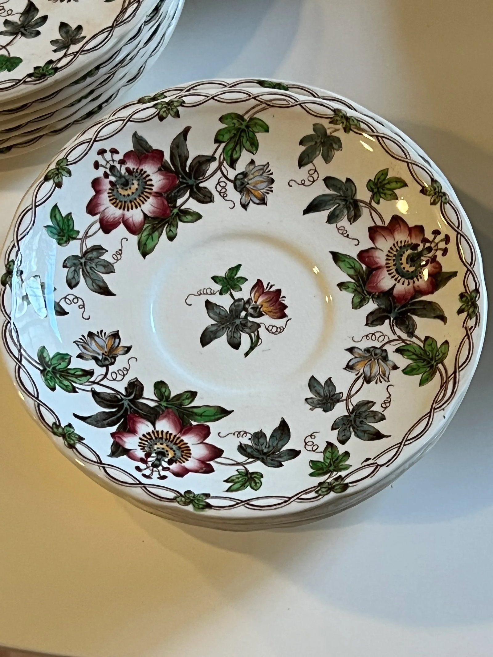 19th Century Circa 1860 English Minton Passion Flower Transfer Ware Dinnerware Set- 43 Pieces - 2