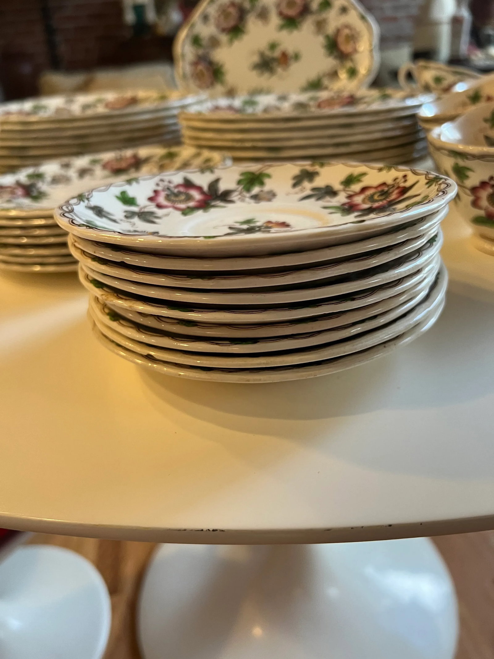 19th Century Circa 1860 English Minton Passion Flower Transfer Ware Dinnerware Set- 43 Pieces - 7