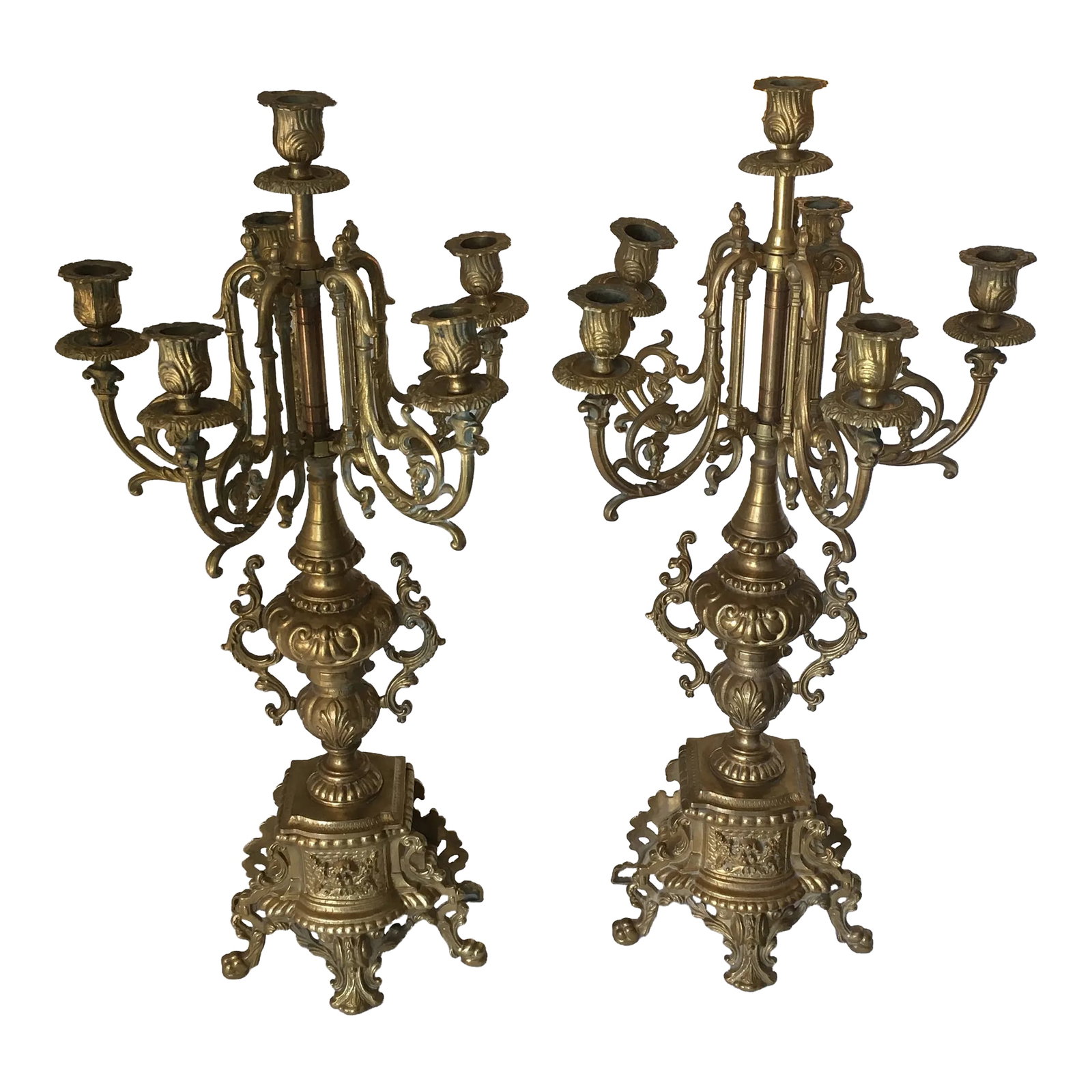Vintage European Gold - Finished Solid Metal Candle Holders/ Candelabra, a Pair (1 of 13)
