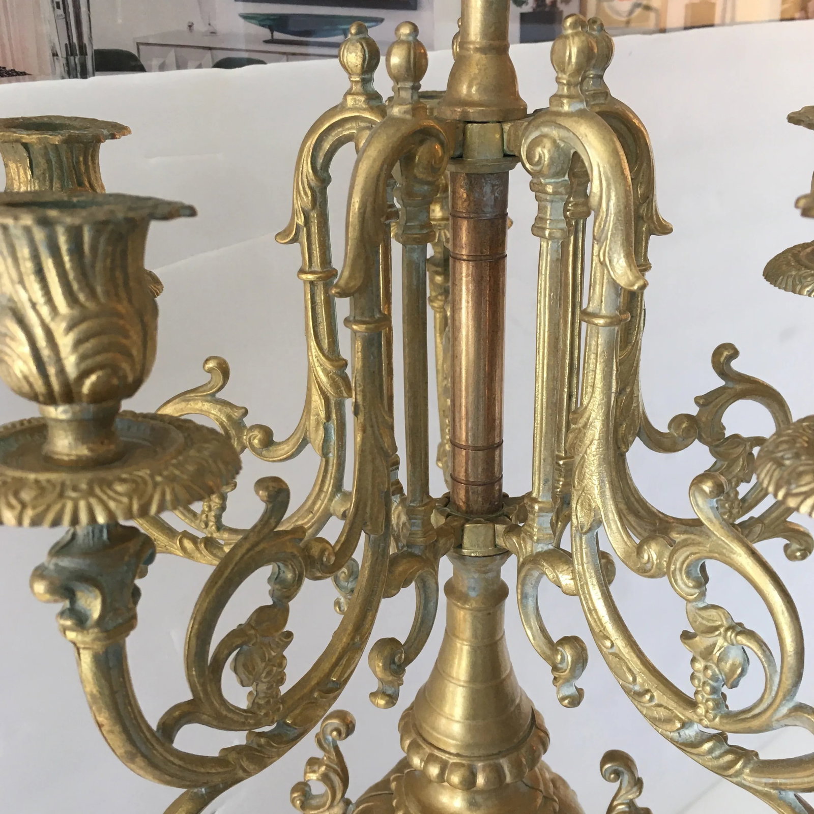 Vintage European Gold - Finished Solid Metal Candle Holders/ Candelabra, a Pair - 6