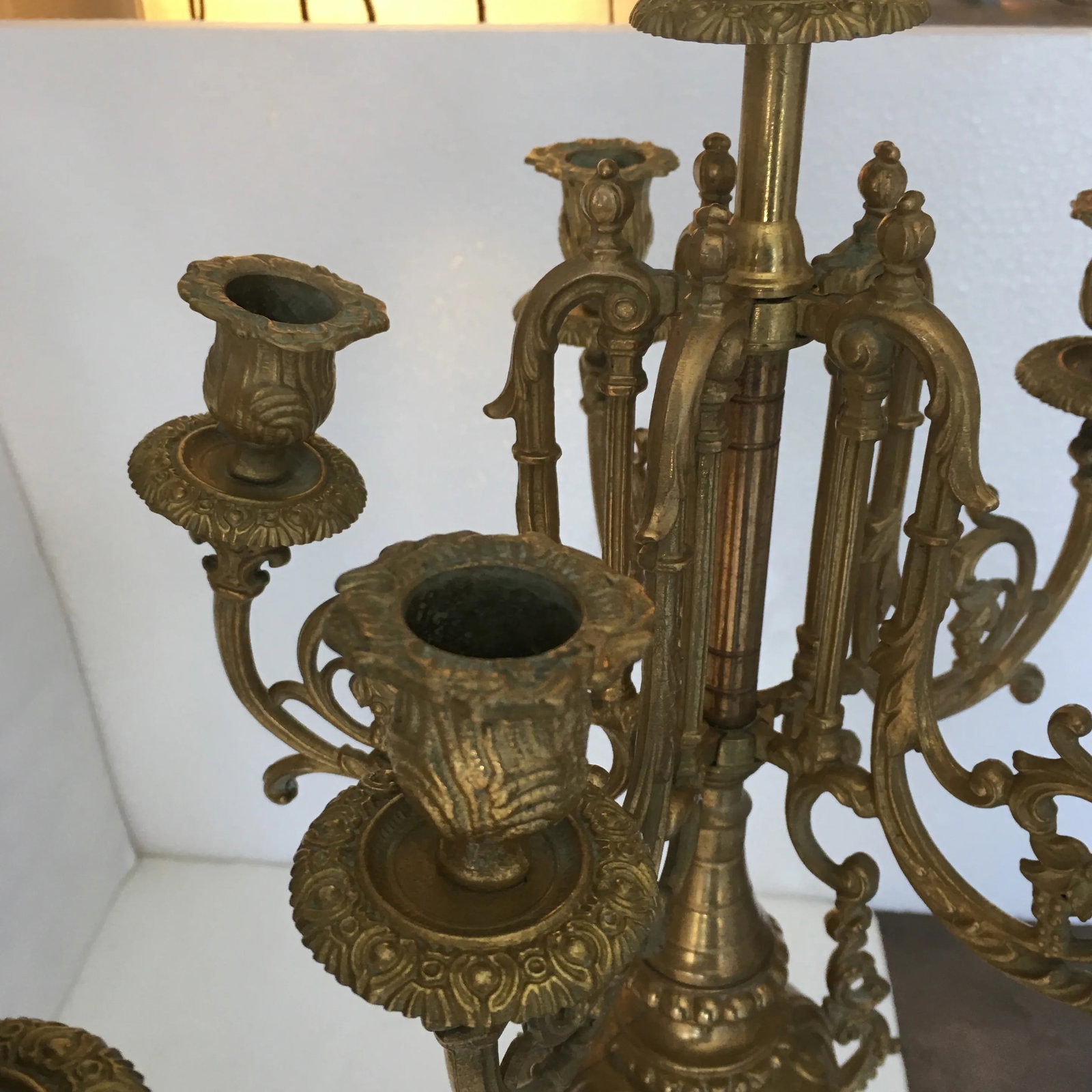 Vintage European Gold - Finished Solid Metal Candle Holders/ Candelabra, a Pair - 7