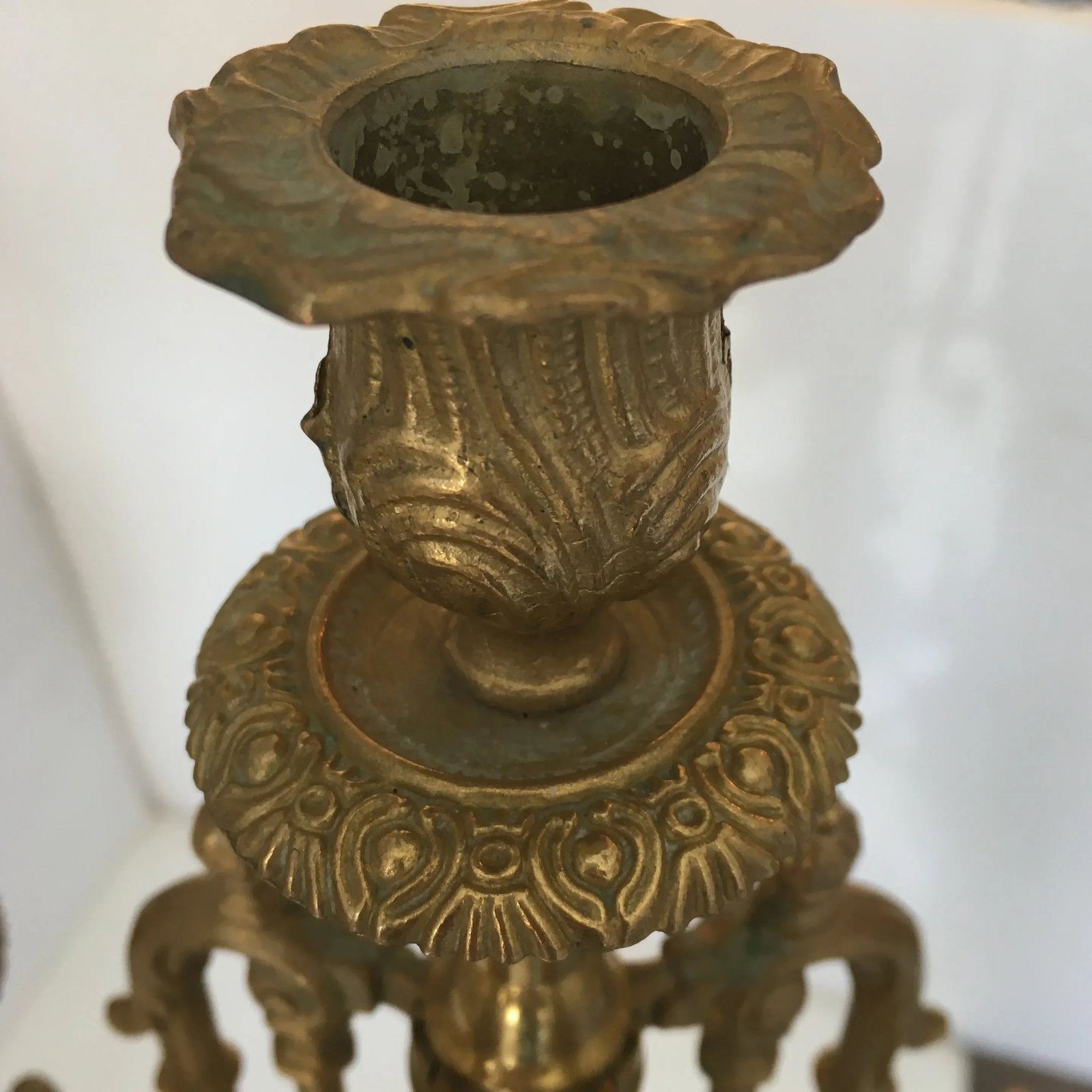 Vintage European Gold - Finished Solid Metal Candle Holders/ Candelabra, a Pair - 8