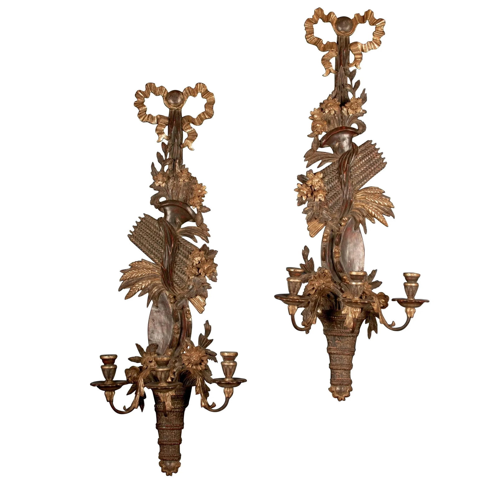 19th Century English Regency Carved Giltwood Sconces or Wall Appliques - A Pair - 12