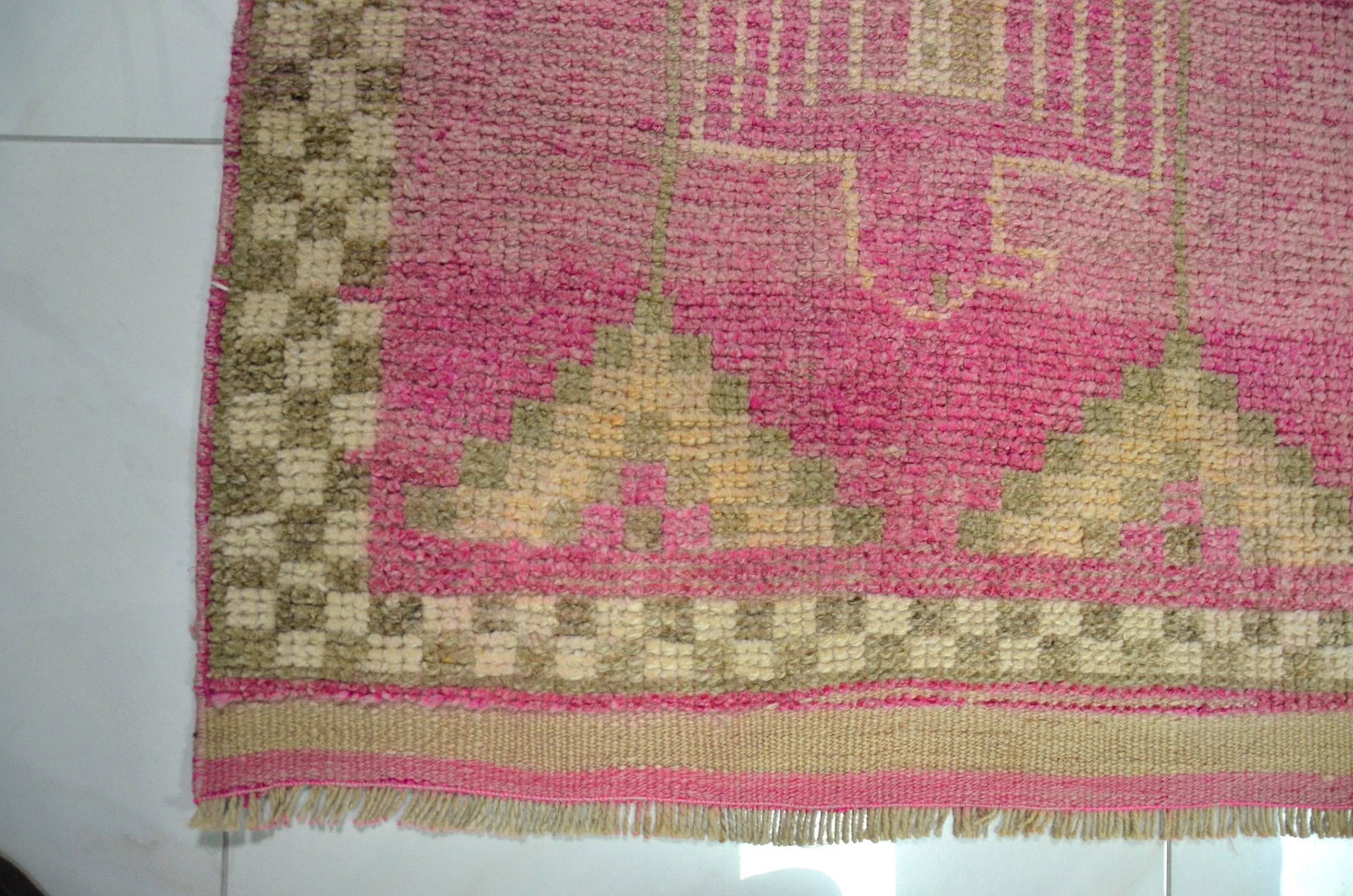 Vintage Pink Color Corridor Handmade Wool Runner - 9