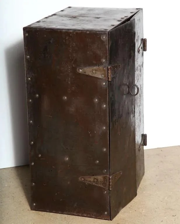 Two Door Industrial Riveted Steel Automotive Locking Tool Cabinet, Circa 1900 - 2
