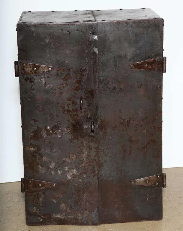 Two Door Industrial Riveted Steel Automotive Locking Tool Cabinet, Circa 1900 - 4