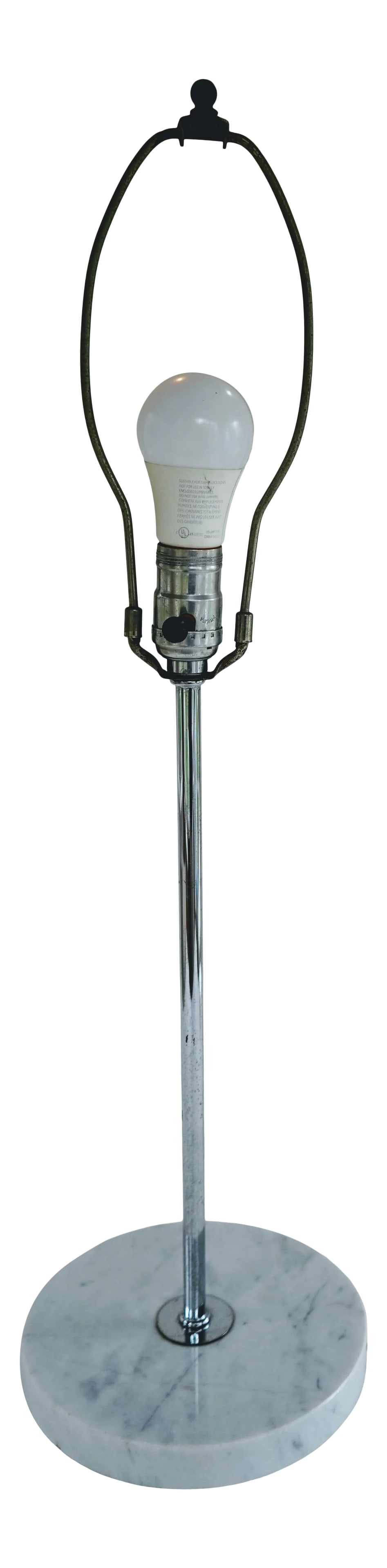 Vintage 1970s Mid-Century Modern Stilnovo Style Italian Marble and Chrome Table Lamp - 3