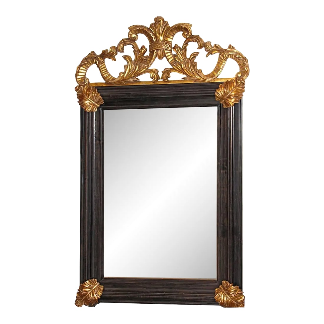 1980s Italian Baroque Style Mirror With Hand-carved Gilt Details, Aged Mirror Glass (1 of 6)