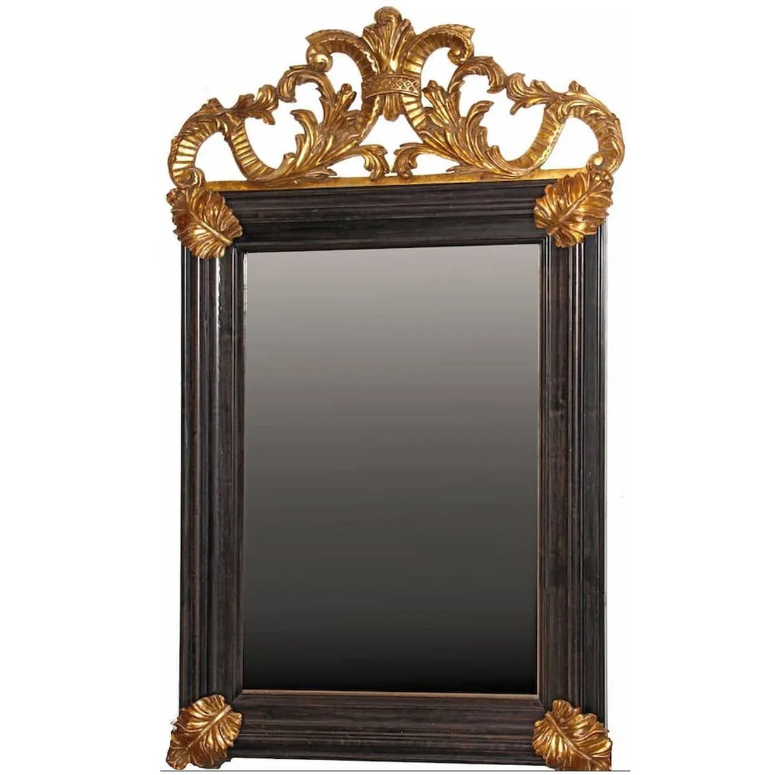 1980s Italian Baroque Style Mirror With Hand-carved Gilt Details, Aged Mirror Glass - 6