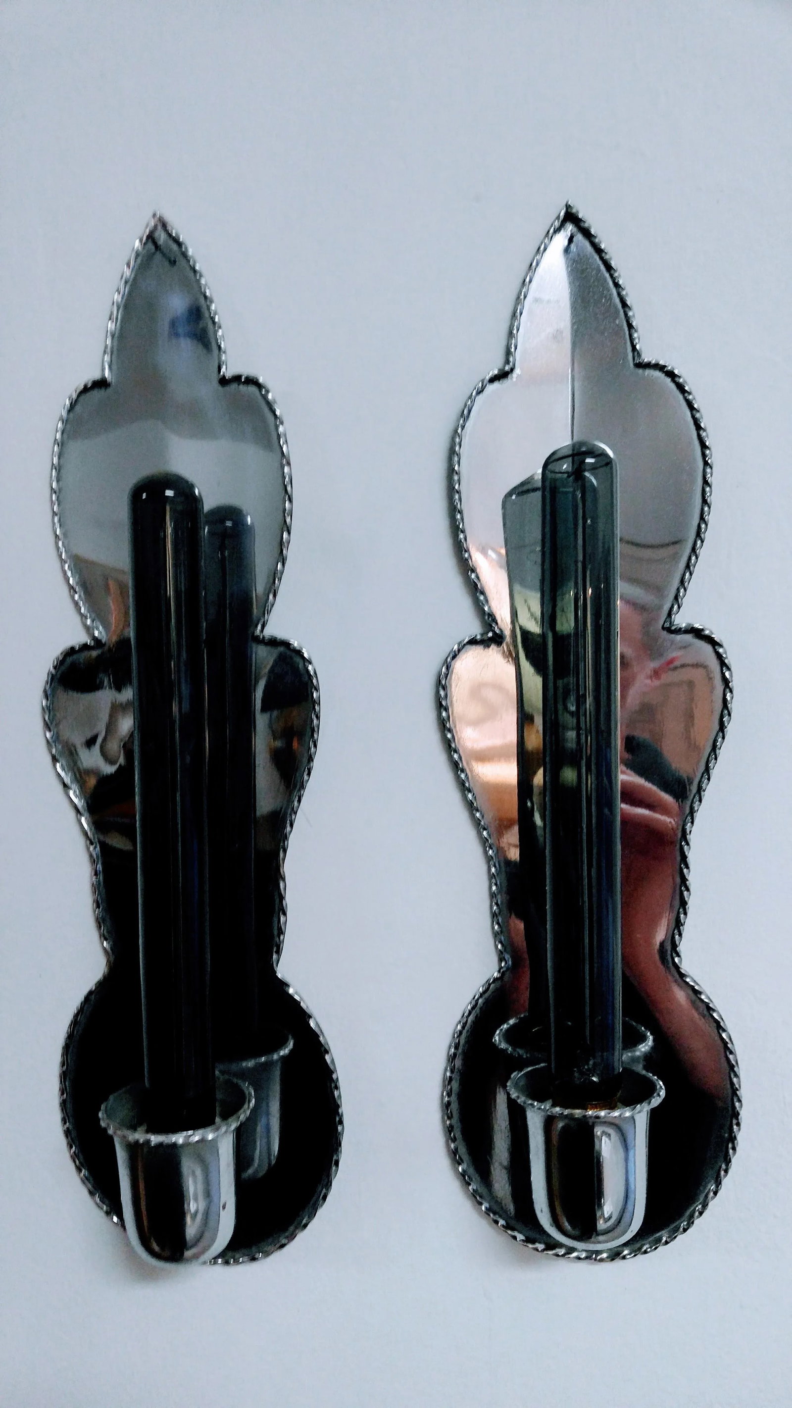 Mid-Century French Sconces in Metal Chrome - a Pair - 6