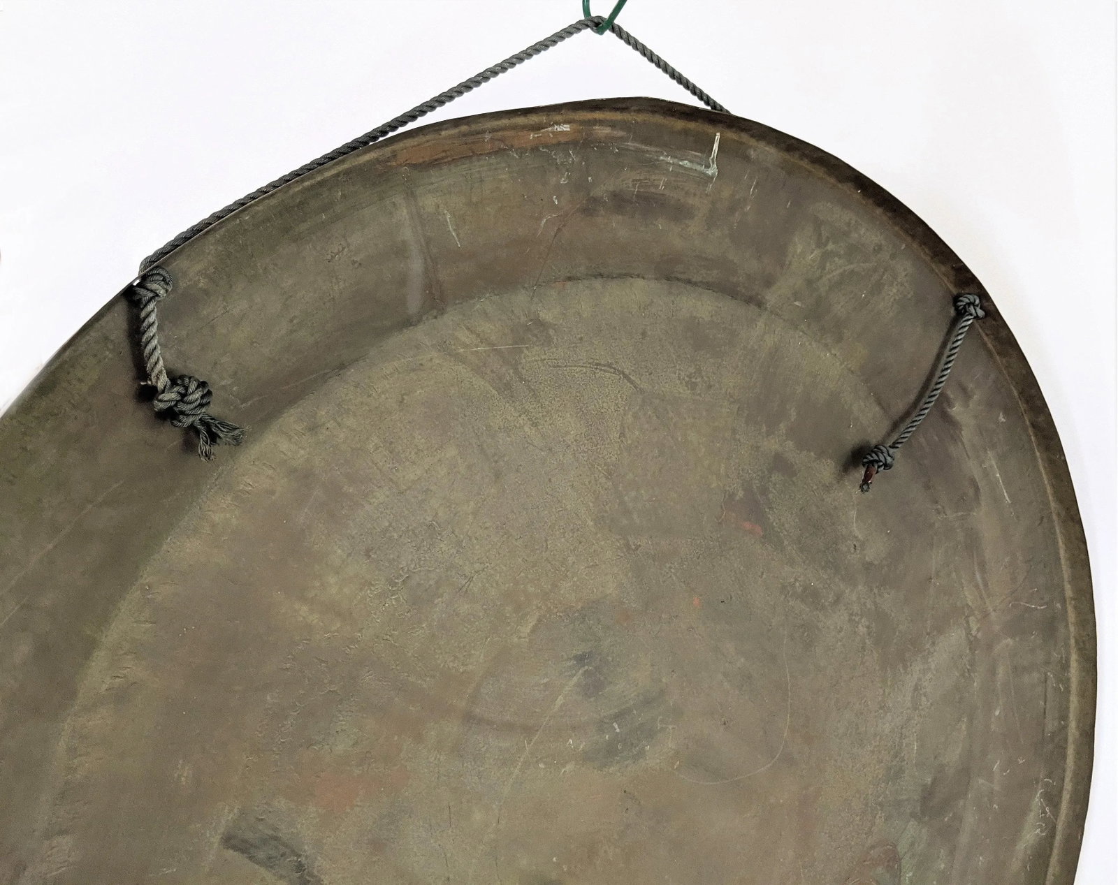 Vintage Brass Gong With Etched Dragons on a Wooden Stand With a Mallet - 10