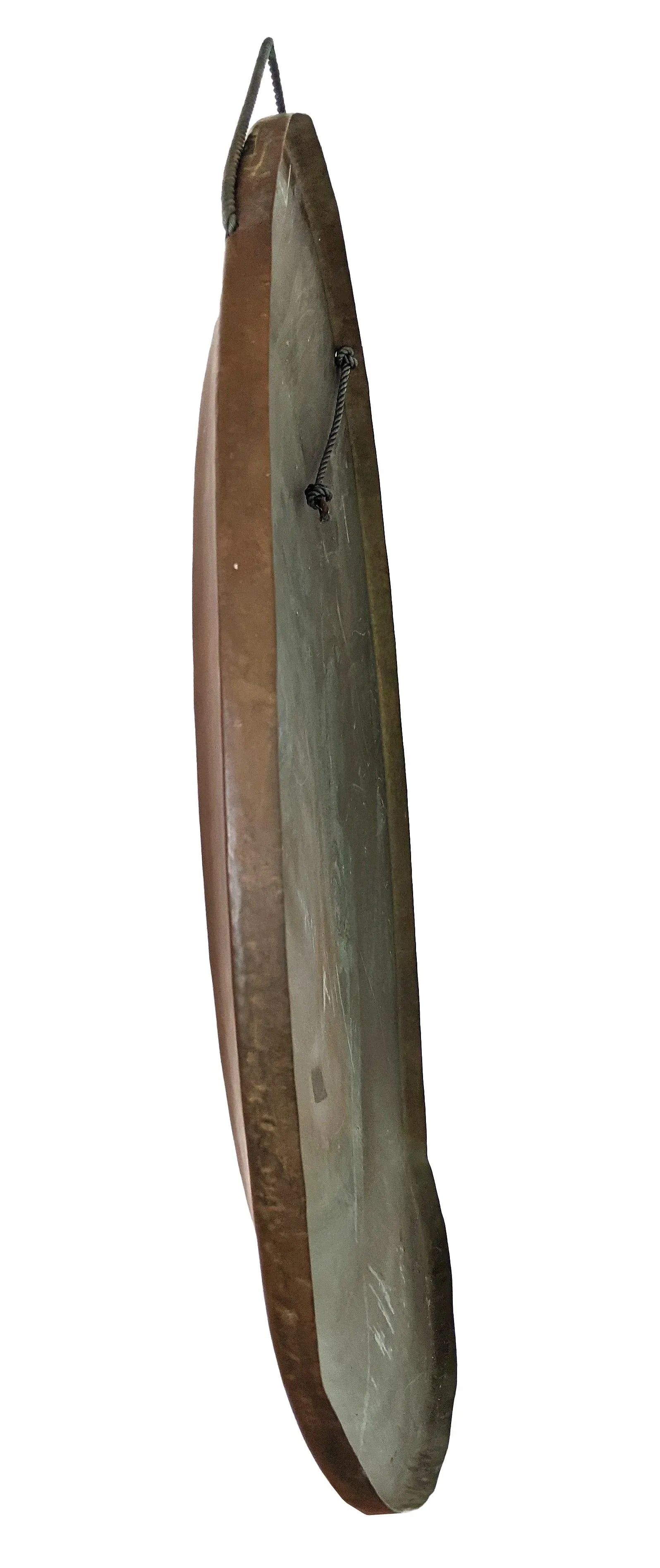 Vintage Brass Gong With Etched Dragons on a Wooden Stand With a Mallet - 7