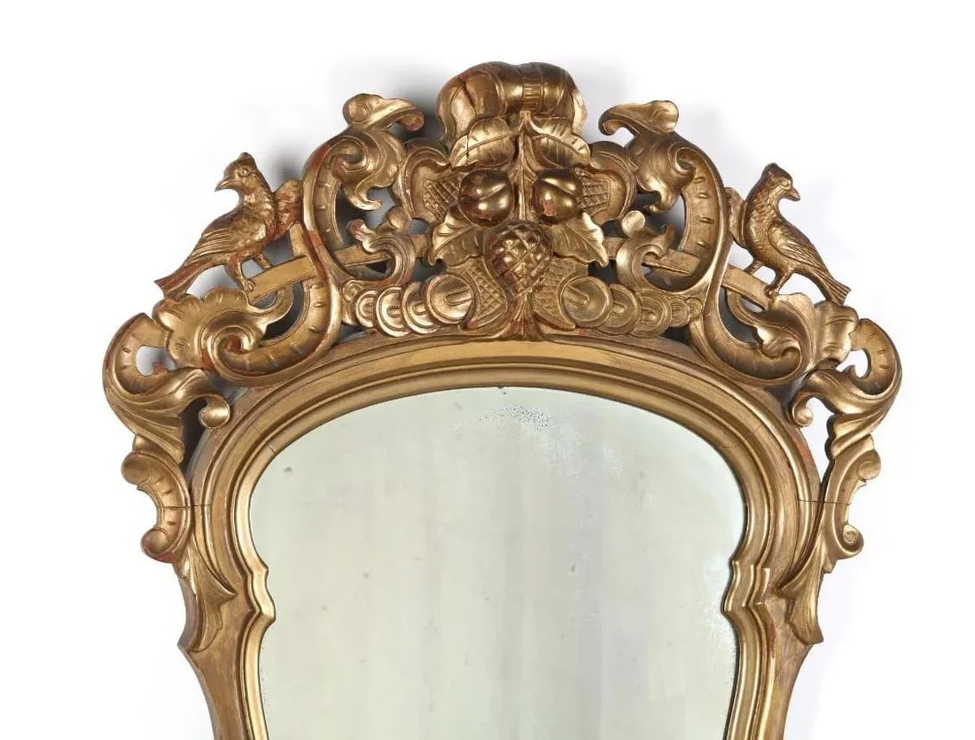 Antique Late 19th Century Rococo Style Carved Gilt Mirror - 2