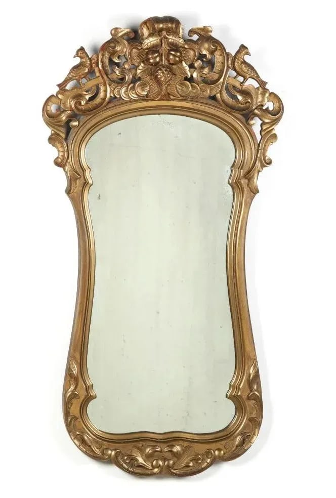 Antique Late 19th Century Rococo Style Carved Gilt Mirror - 6