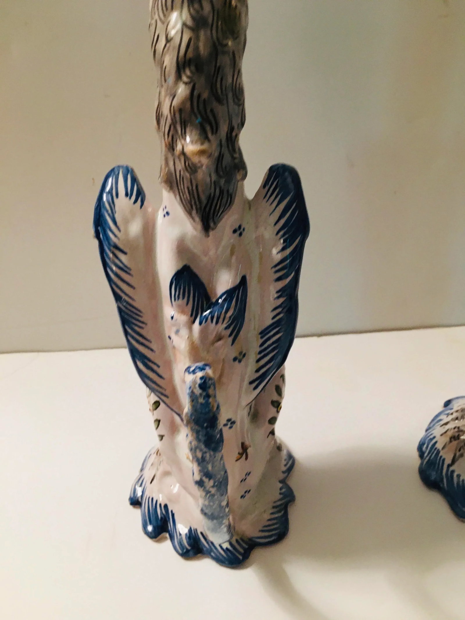 French Faience Figural Gothic Revival Style Candle Sticks - a Pair - 2