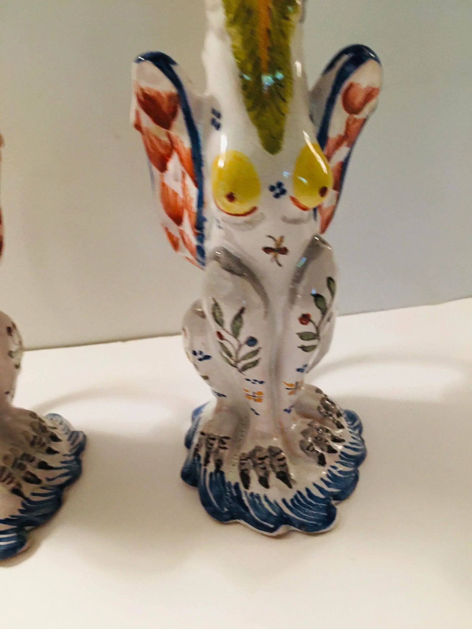 French Faience Figural Gothic Revival Style Candle Sticks - a Pair - 8