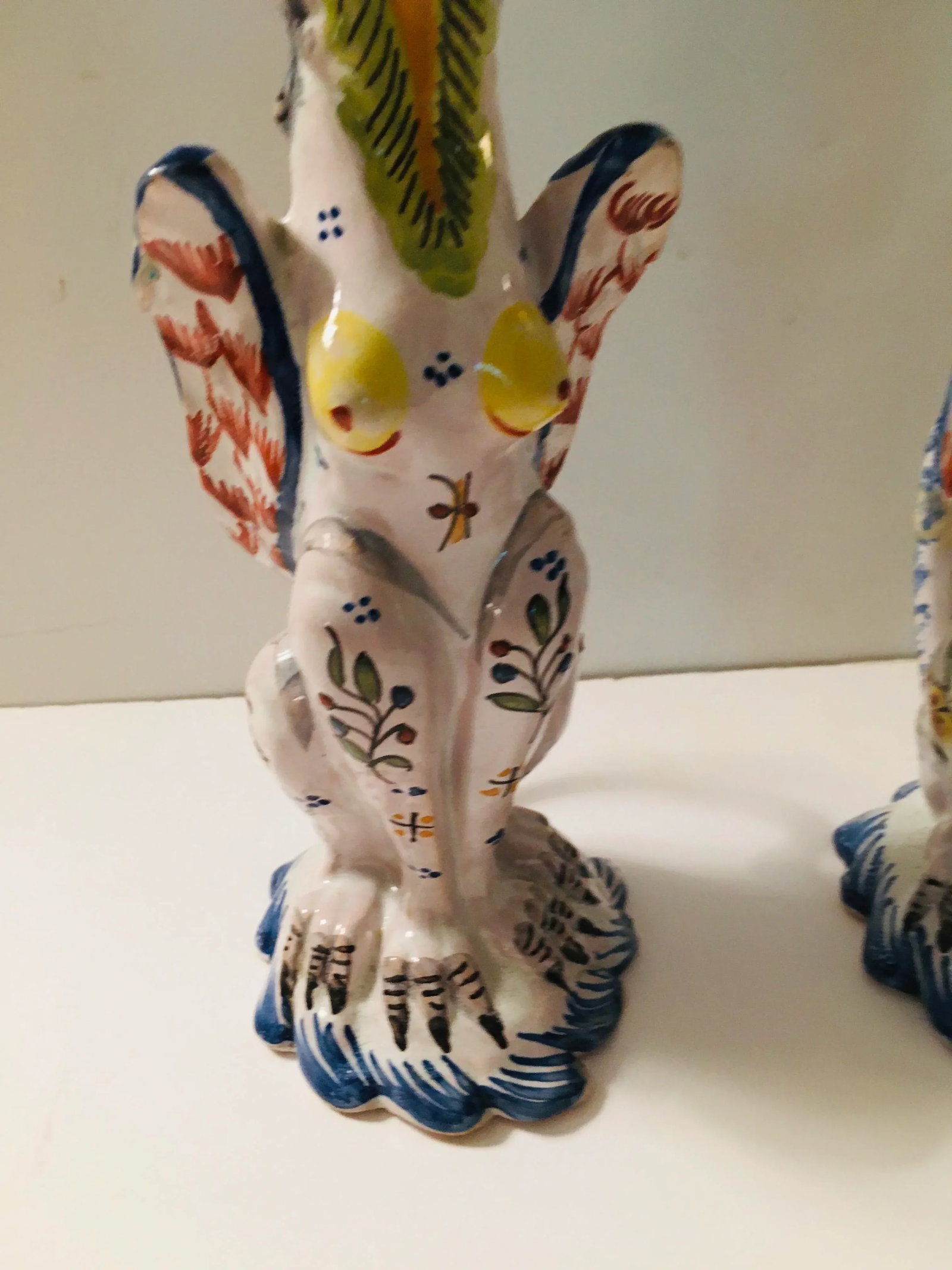French Faience Figural Gothic Revival Style Candle Sticks - a Pair - 9