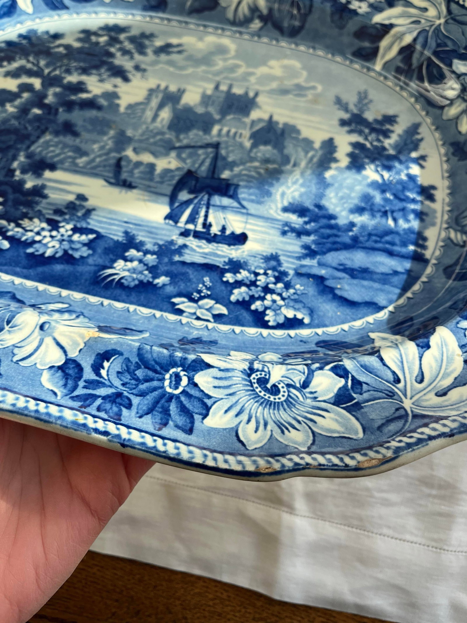 Rare Rippon Yorkshire Ceramic Blue & White Platter, Circa 1830s - 11