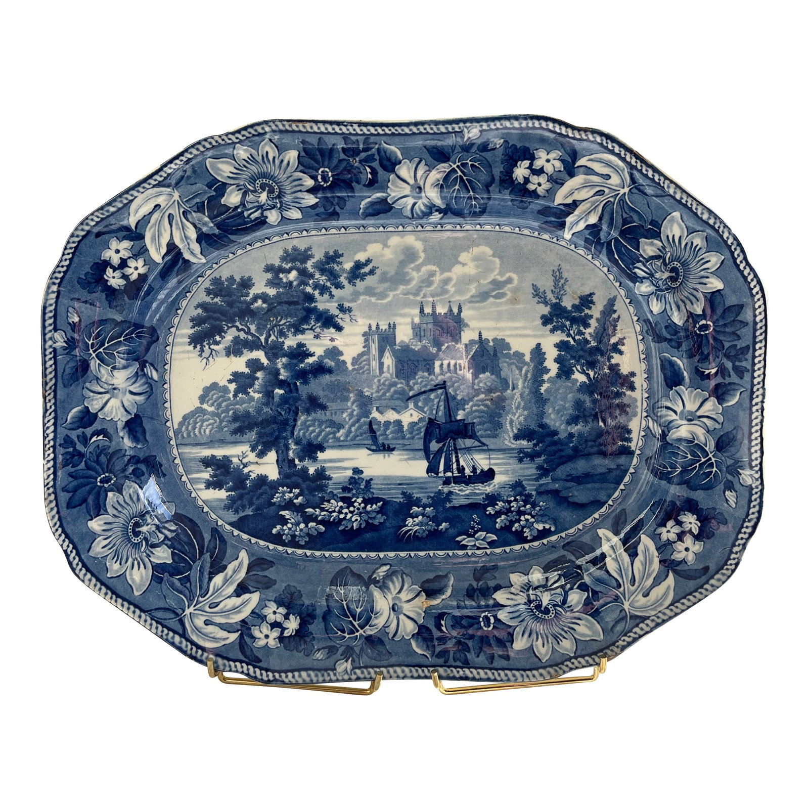 Rare Rippon Yorkshire Ceramic Blue & White Platter, Circa 1830s (1 of 12)