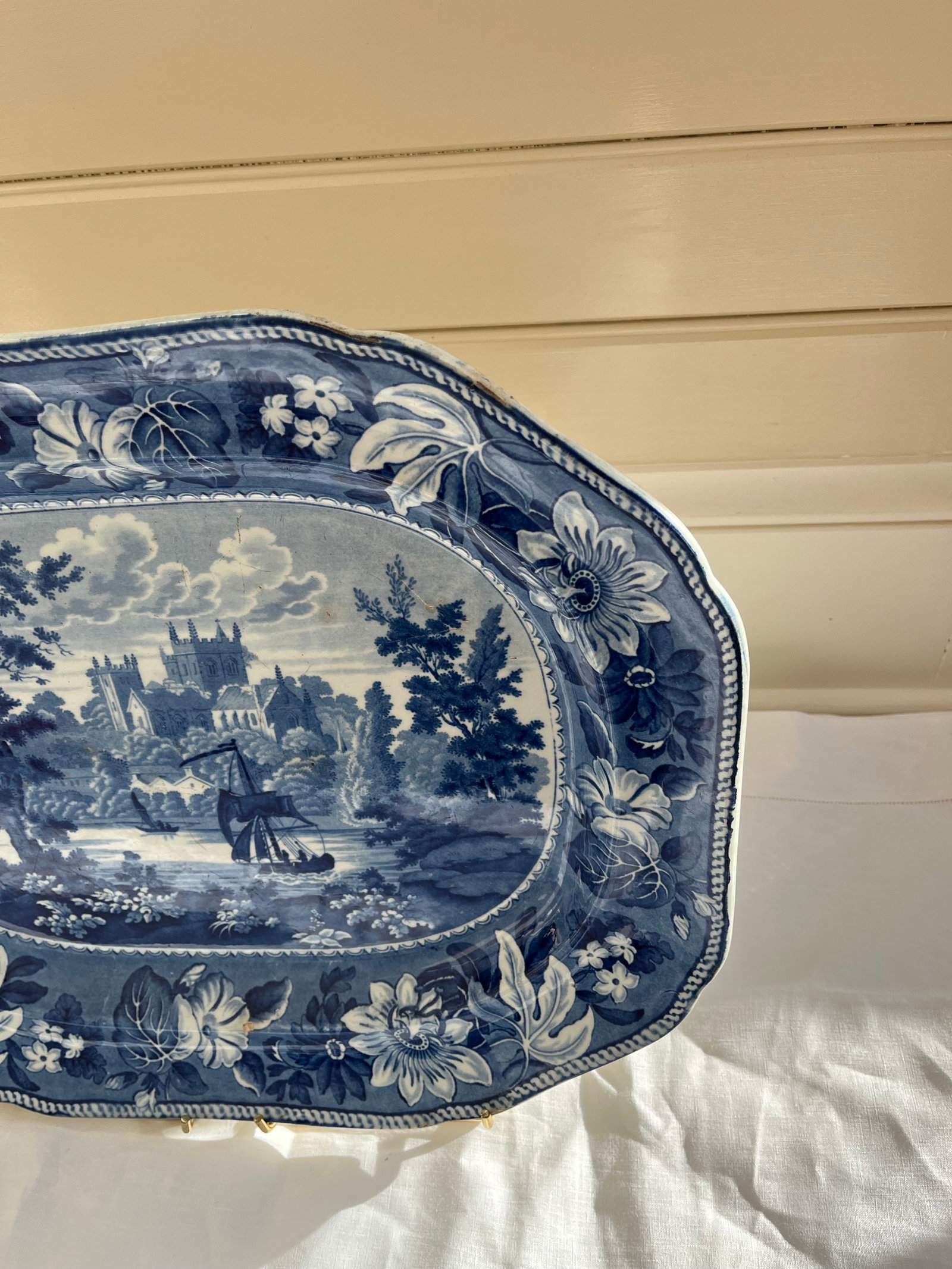 Rare Rippon Yorkshire Ceramic Blue & White Platter, Circa 1830s - 2