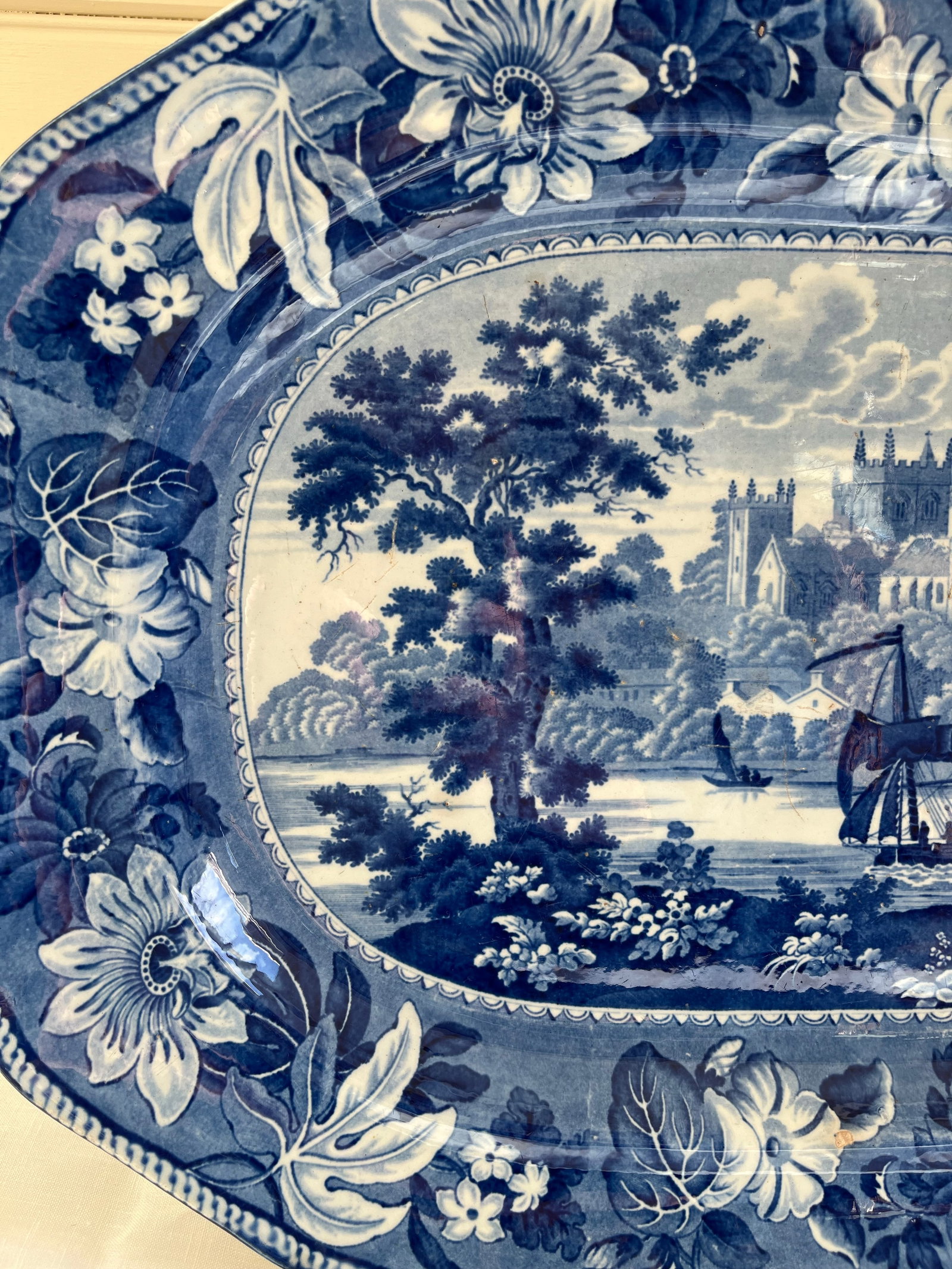 Rare Rippon Yorkshire Ceramic Blue & White Platter, Circa 1830s - 3