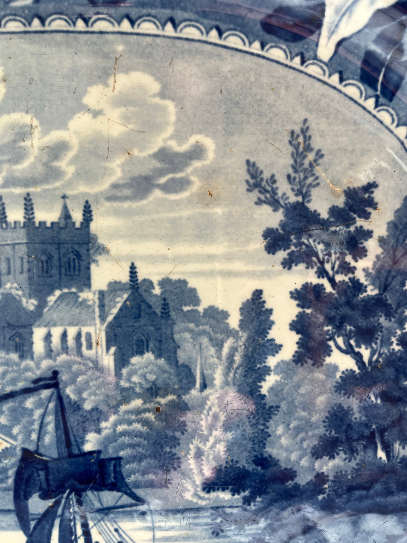 Rare Rippon Yorkshire Ceramic Blue & White Platter, Circa 1830s - 6
