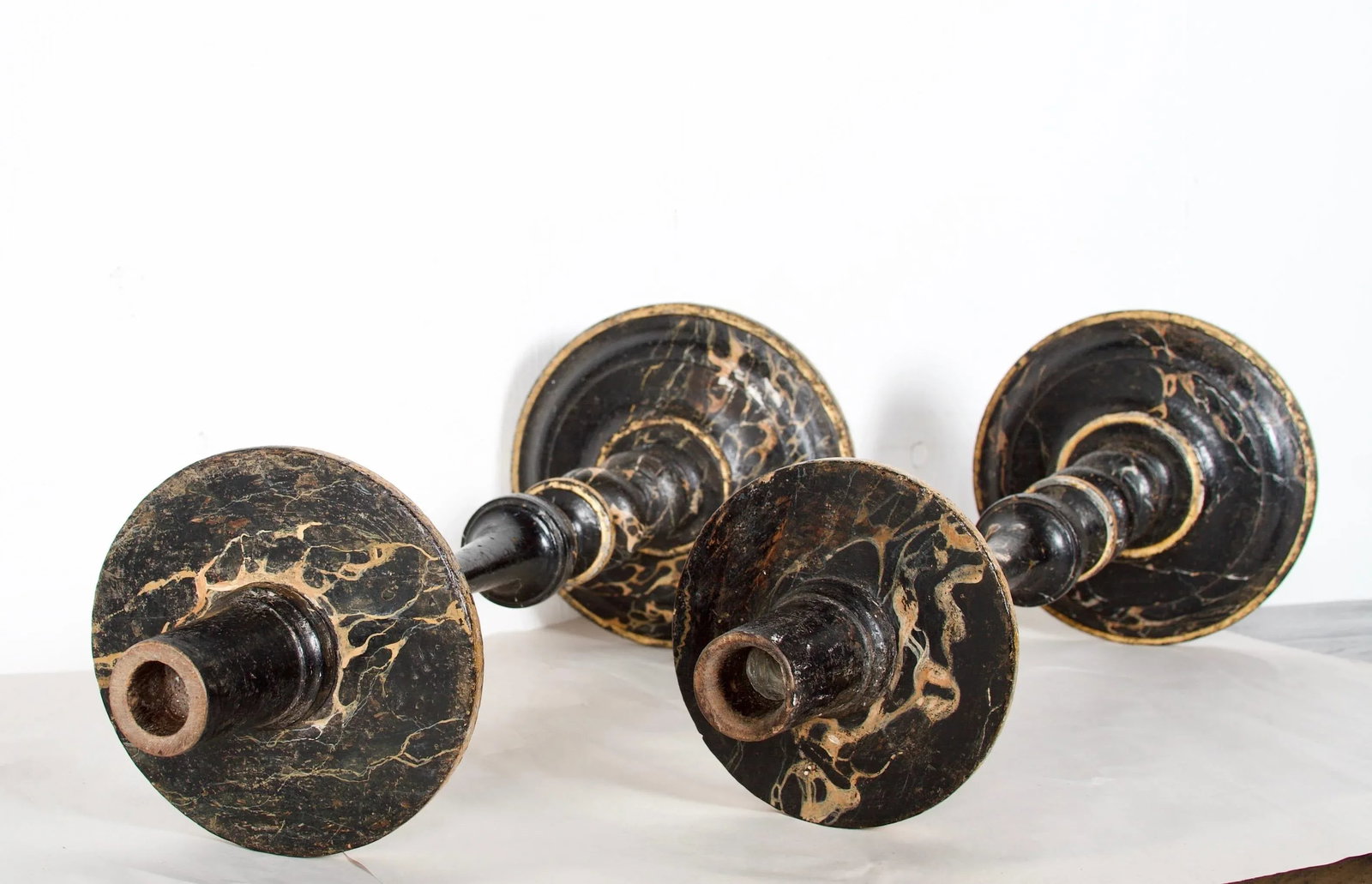 Mid 19th Century Italian Baroque Style Faux Marble Candle Torcheres - a Pair - 4