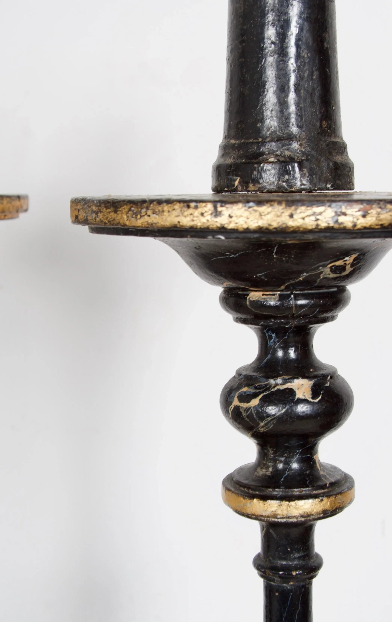 Mid 19th Century Italian Baroque Style Faux Marble Candle Torcheres - a Pair - 8