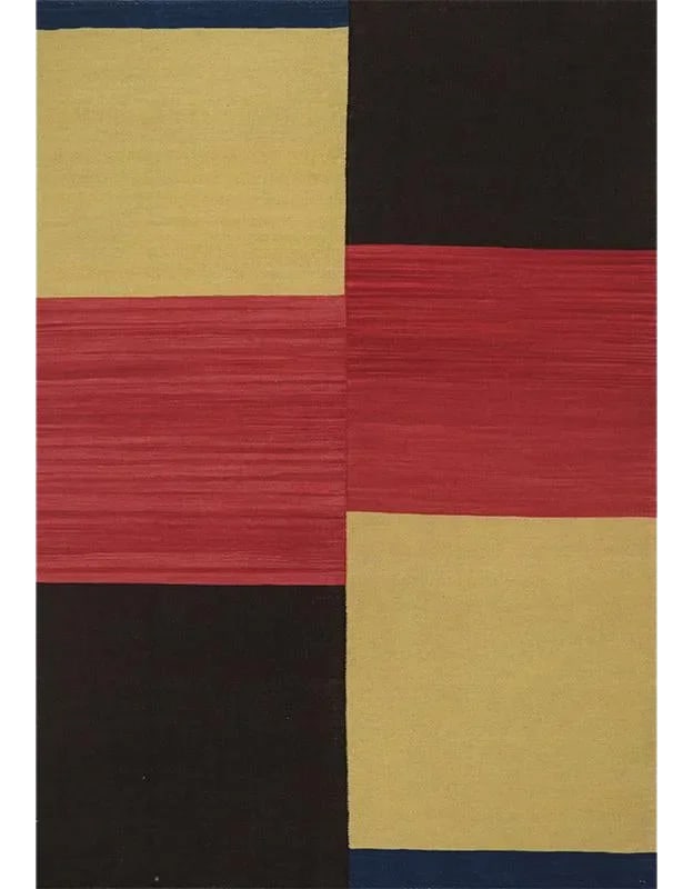 Handwoven Flatweave Scandinavian Style Persian Kilim Area Rug 4'5'' X 6'3'': This remarkable contemporary Scandinavian Style Kilim area rug features a dramatic pop of electrifying colors in a playfully rich design. The innovative modern use of colors certainly brings a