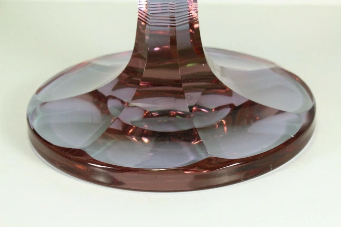 Moser Hand Blown Crystal Candlestick Alexandrit Glass Signed - 11