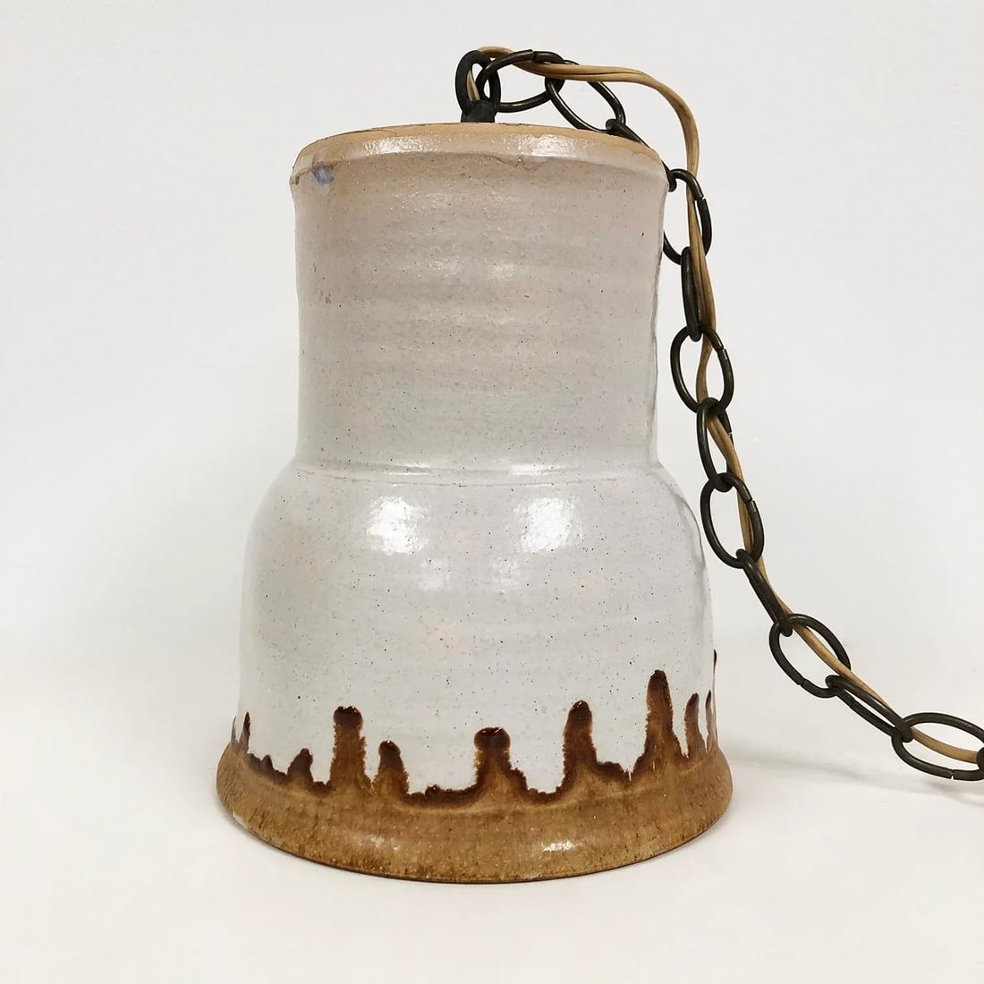Vintage Jute Macrame and Ceramic Pot + Pendant Light, 1960-70s - 9